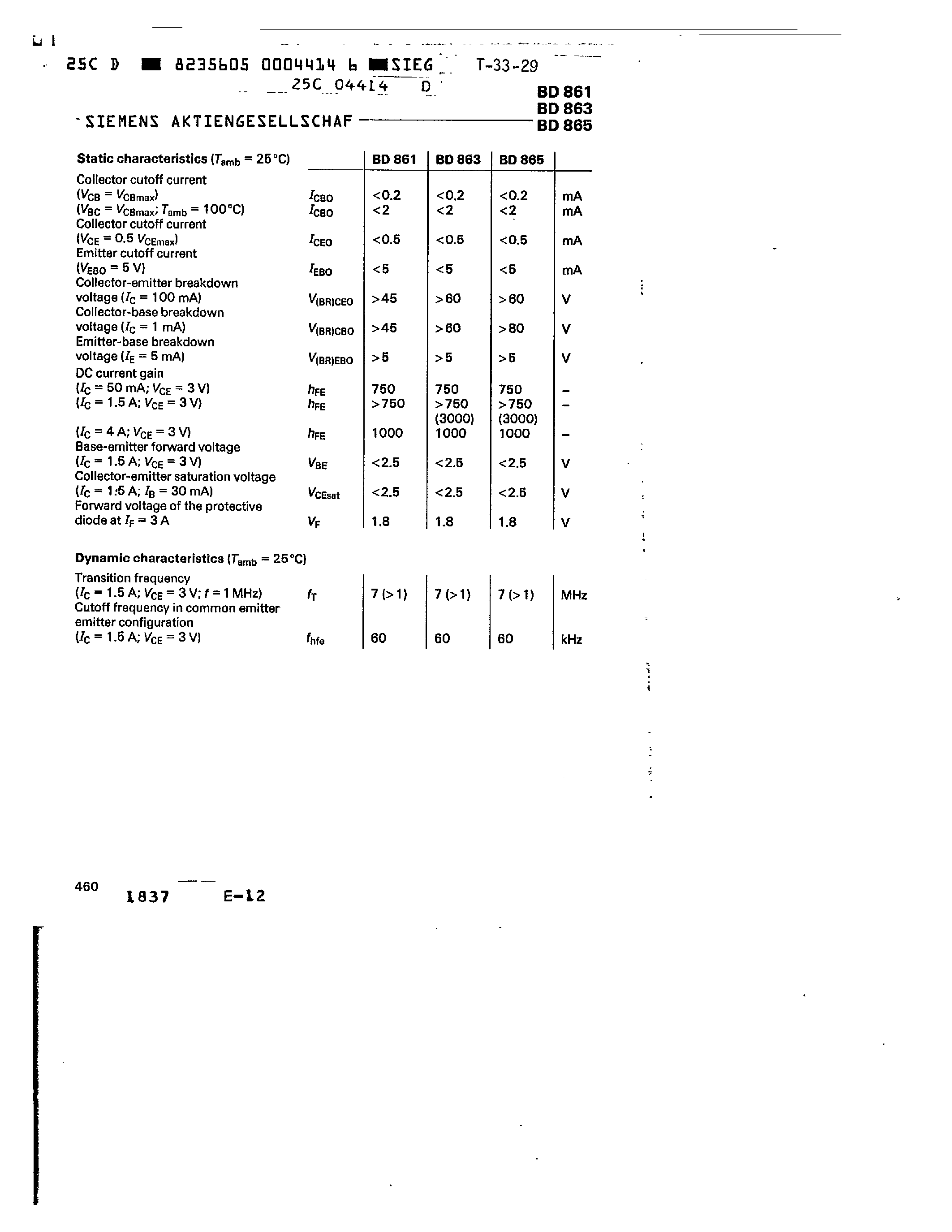 Даташит BD865 - NPN SILICON DARLINGTON TRANSISTORS страница 2