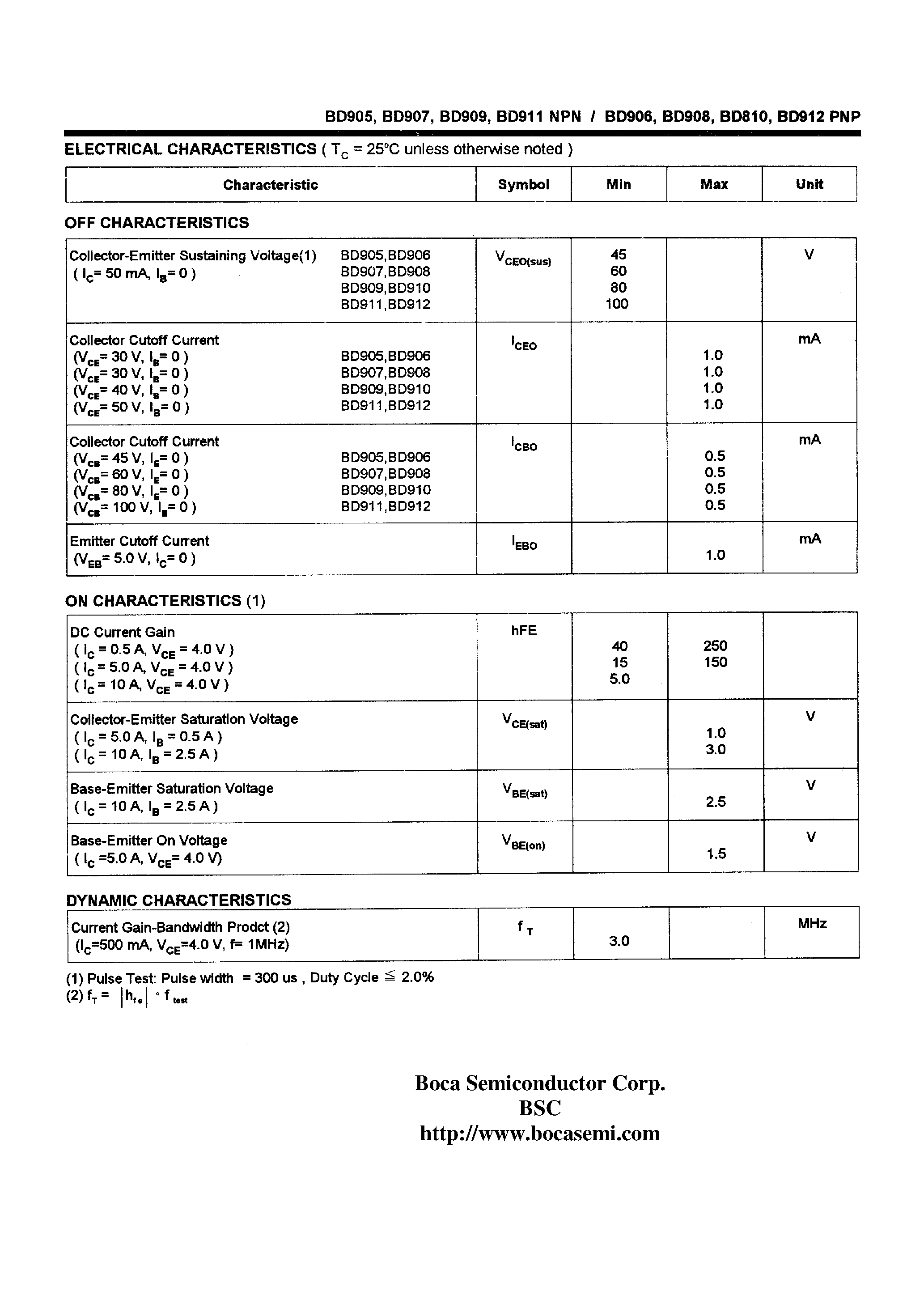 Даташит BD908 - COMPLEMENTARY SILICON PLASTIC POWER TRANSISTORS страница 2