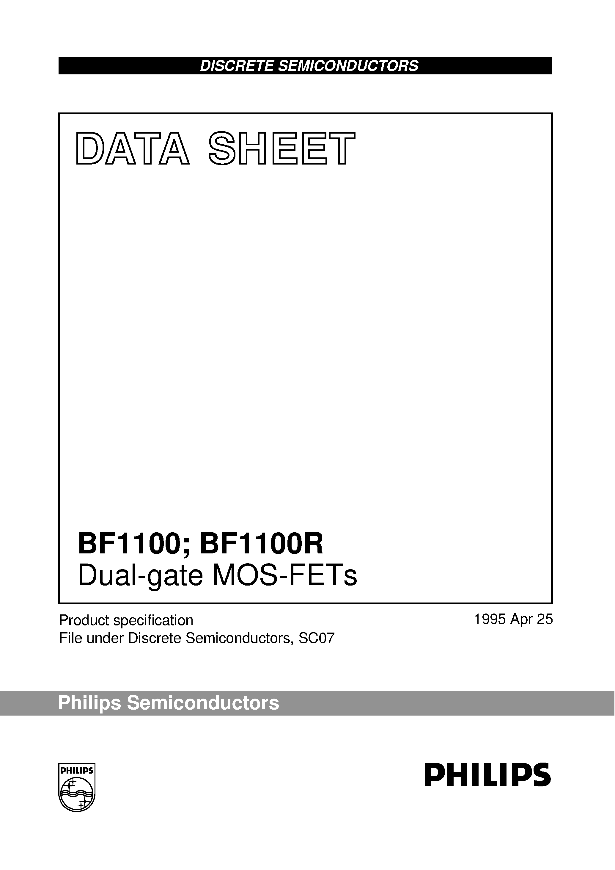 Даташит BF1100 - Dual-gate MOS-FETs страница 1