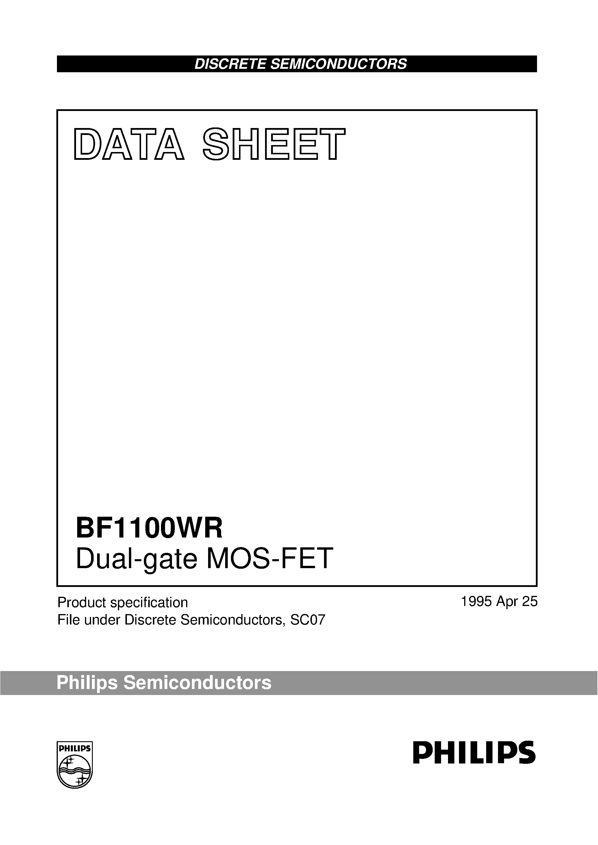 Datasheet BF1100WR page 1 Datasheet BF1100WR - Dual-gate MOS-FET page 1