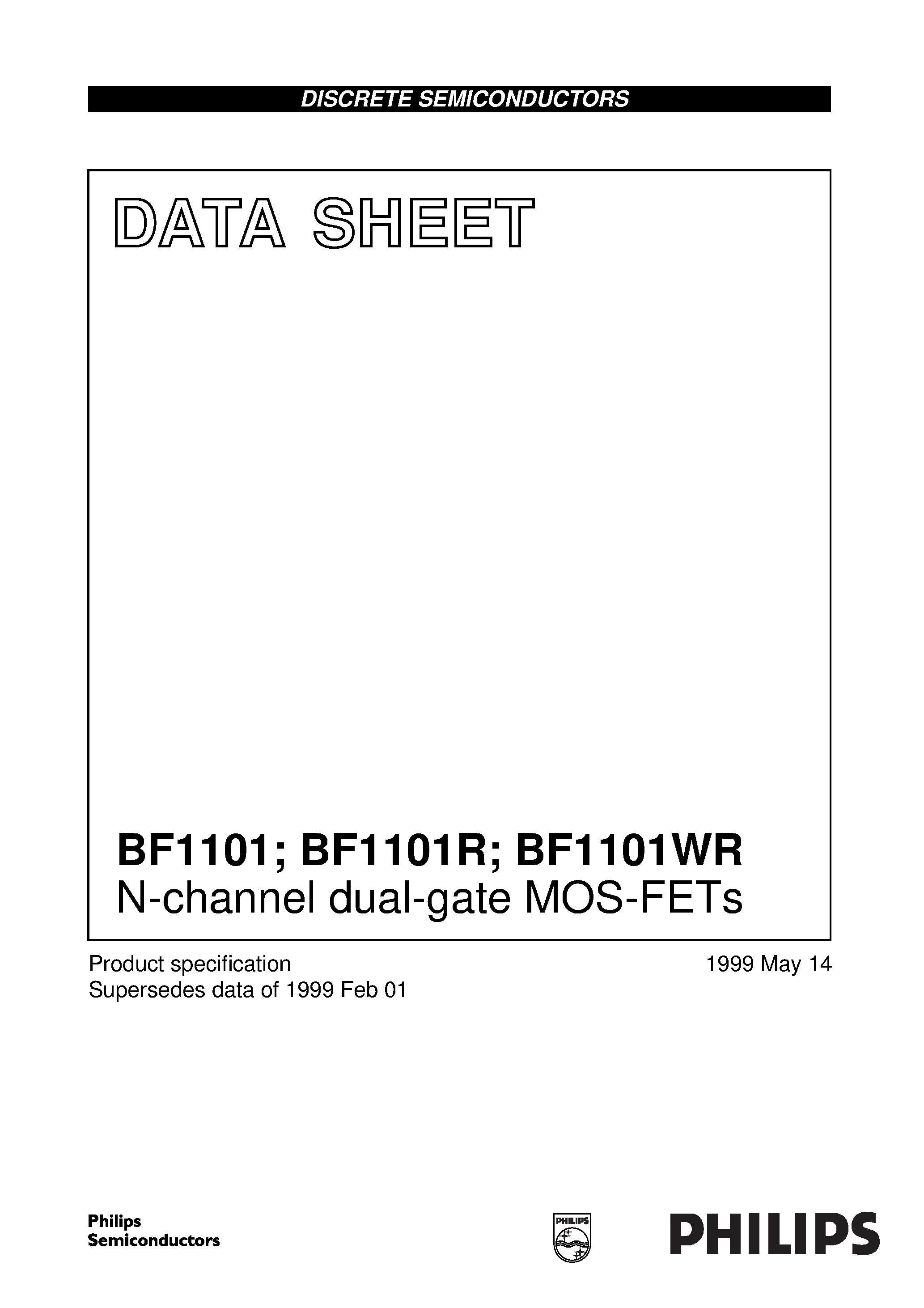 Datasheet BF1101R page 1 Datasheet BF1101R - N-channel dual-gate MOS-FETs page 1