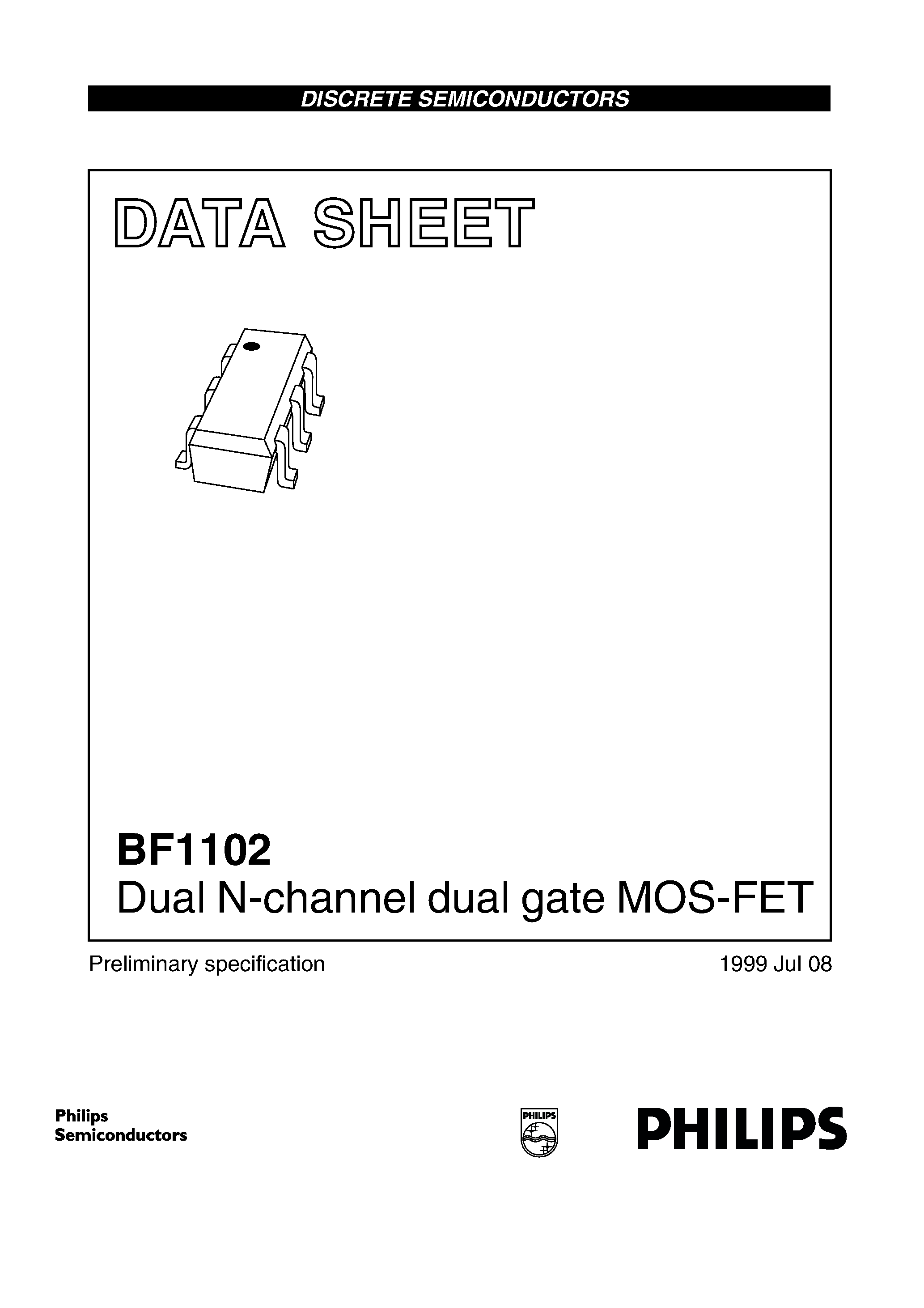 Datasheet BF1102 page 1 Datasheet BF1102 - Dual N-channel dual gate MOS-FET page 1