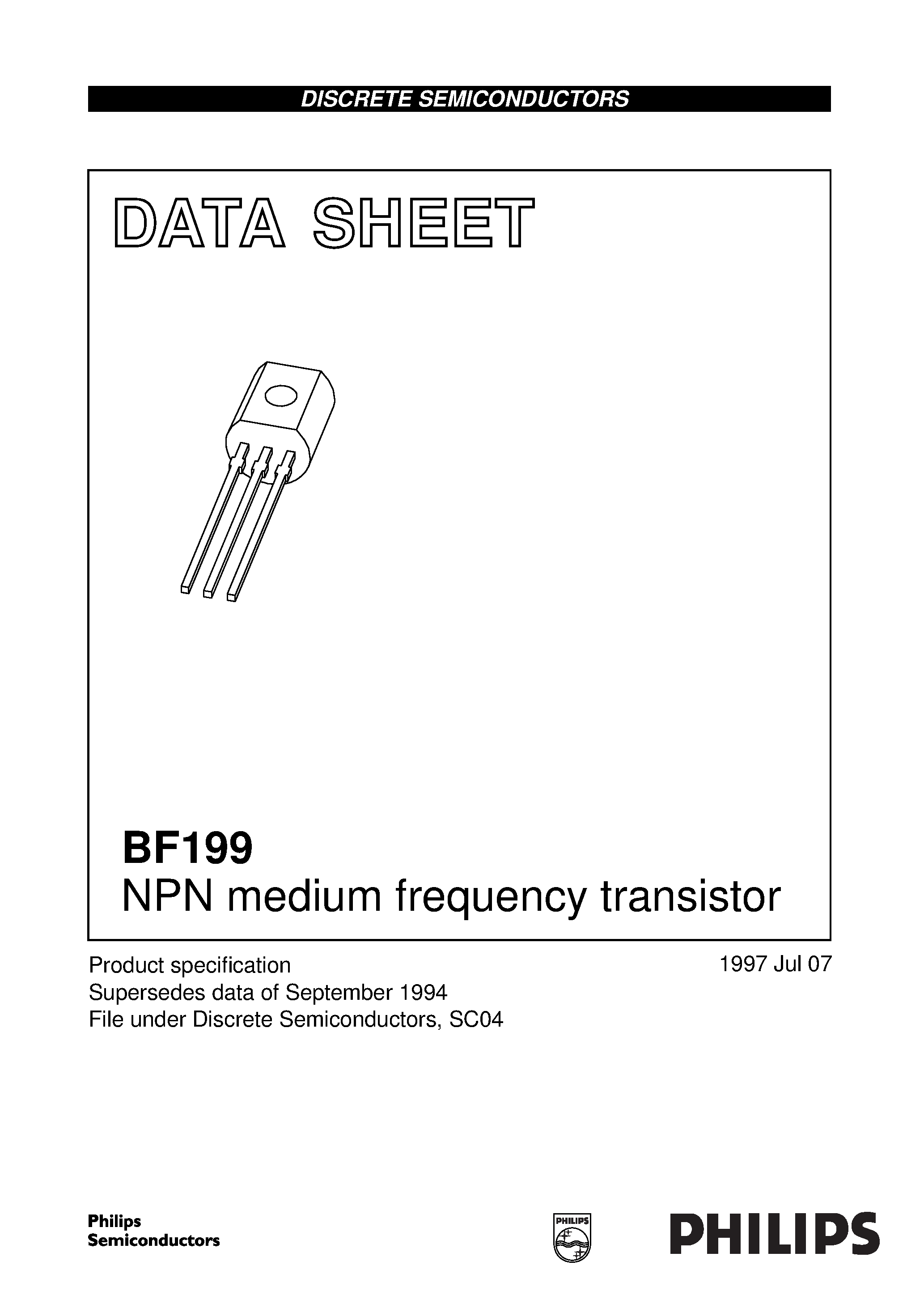 Даташит на микросхему BF199 страница 1 Даташит BF199 - NPN medium frequency transistor страница 1