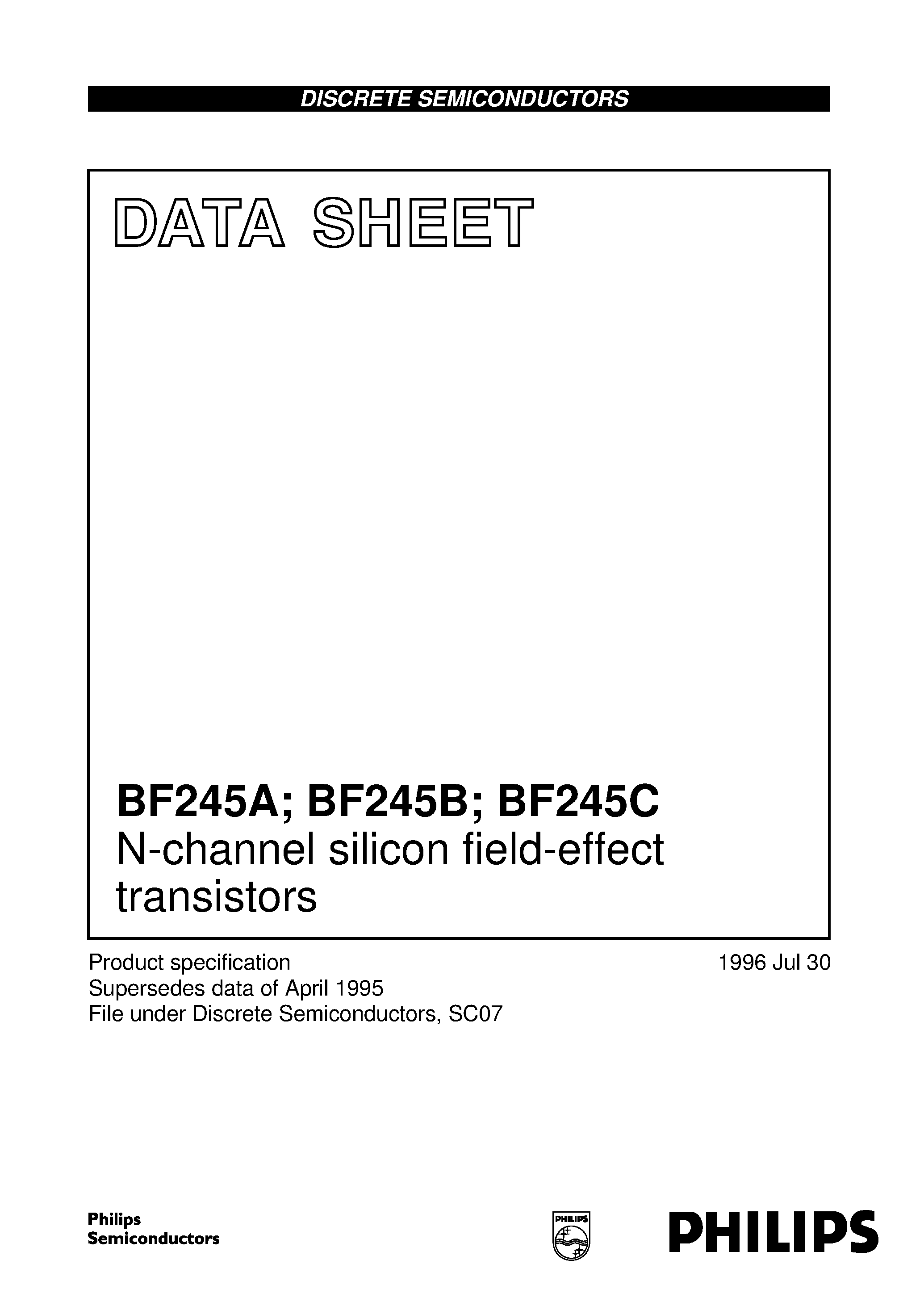 Даташит BF245C - N-channel silicon field-effect transistors страница 1