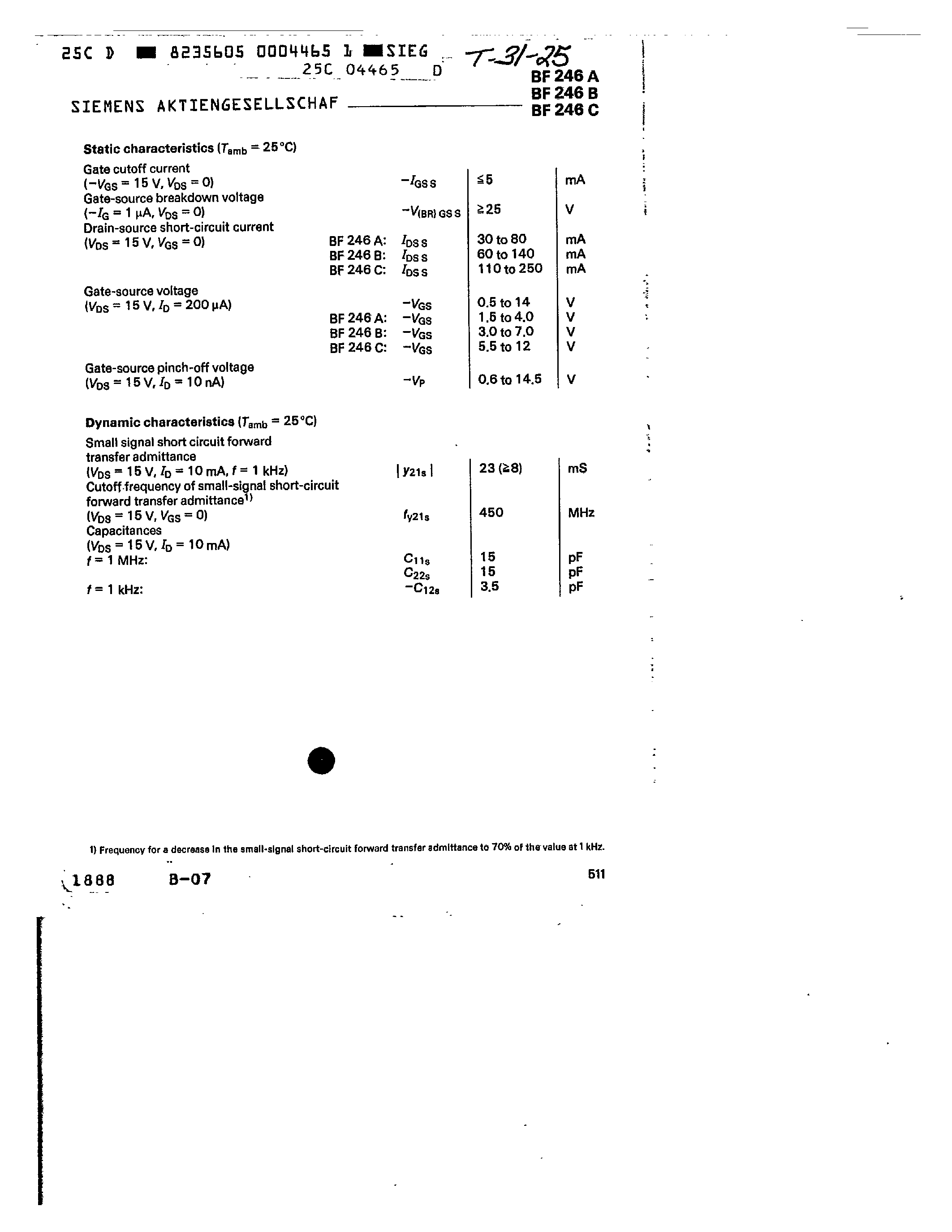 Даташит BF246B - N-CHANNEL JUNCTION FIELD-EFFECT TRANSISTORS страница 2