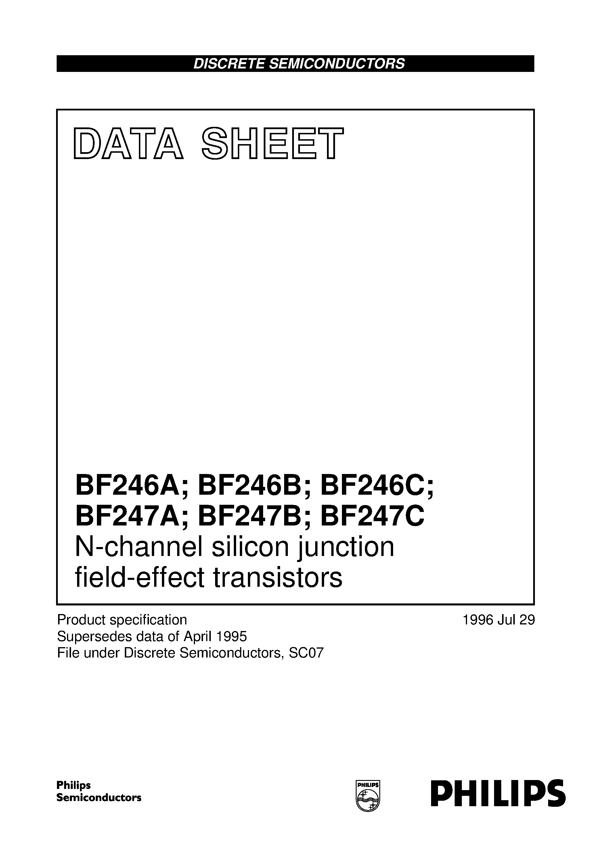 Даташит BF247C - N-channel silicon junction field-effect transistors страница 1