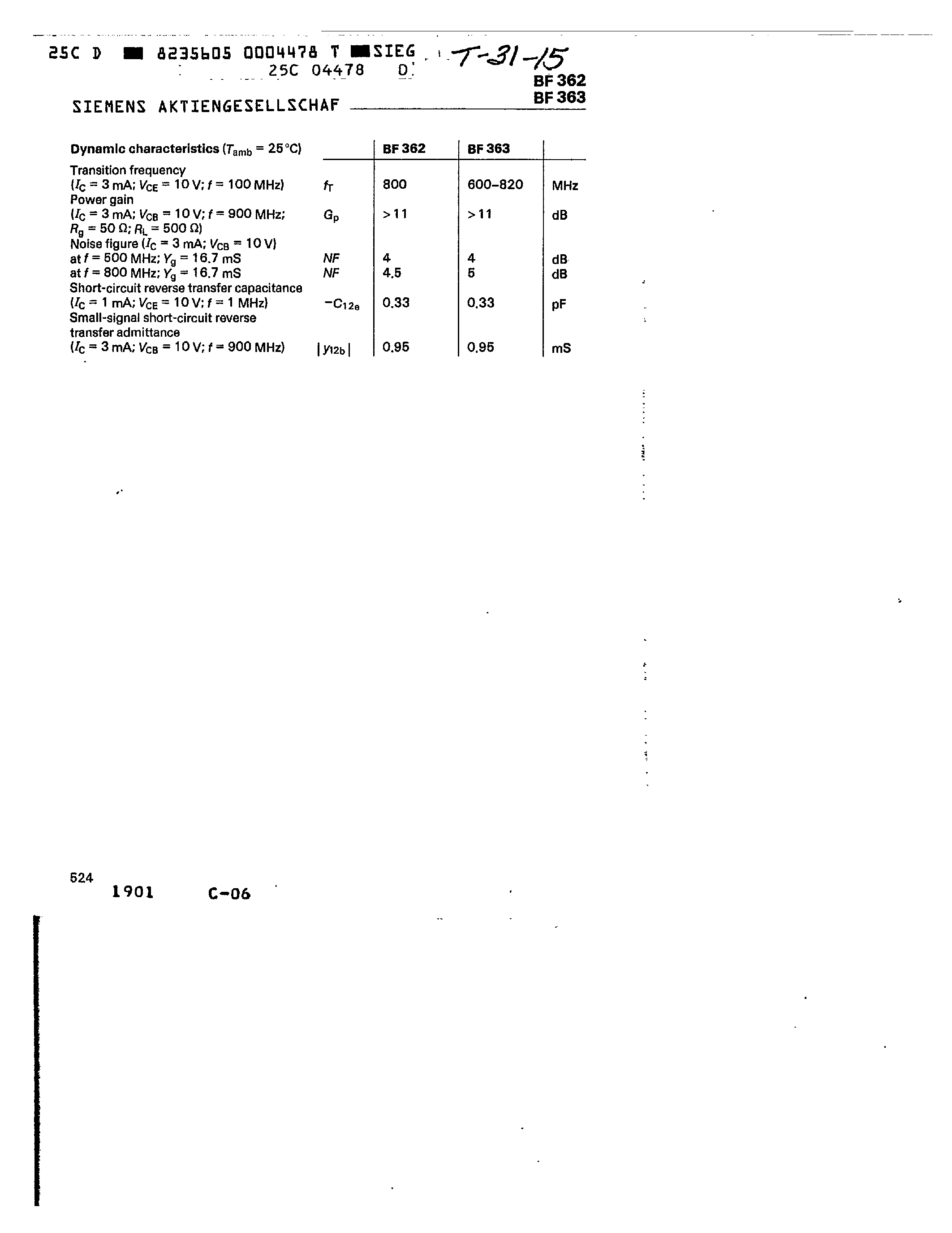 Даташит BF363 - NPN SILICON RF TRANSISTORS страница 2