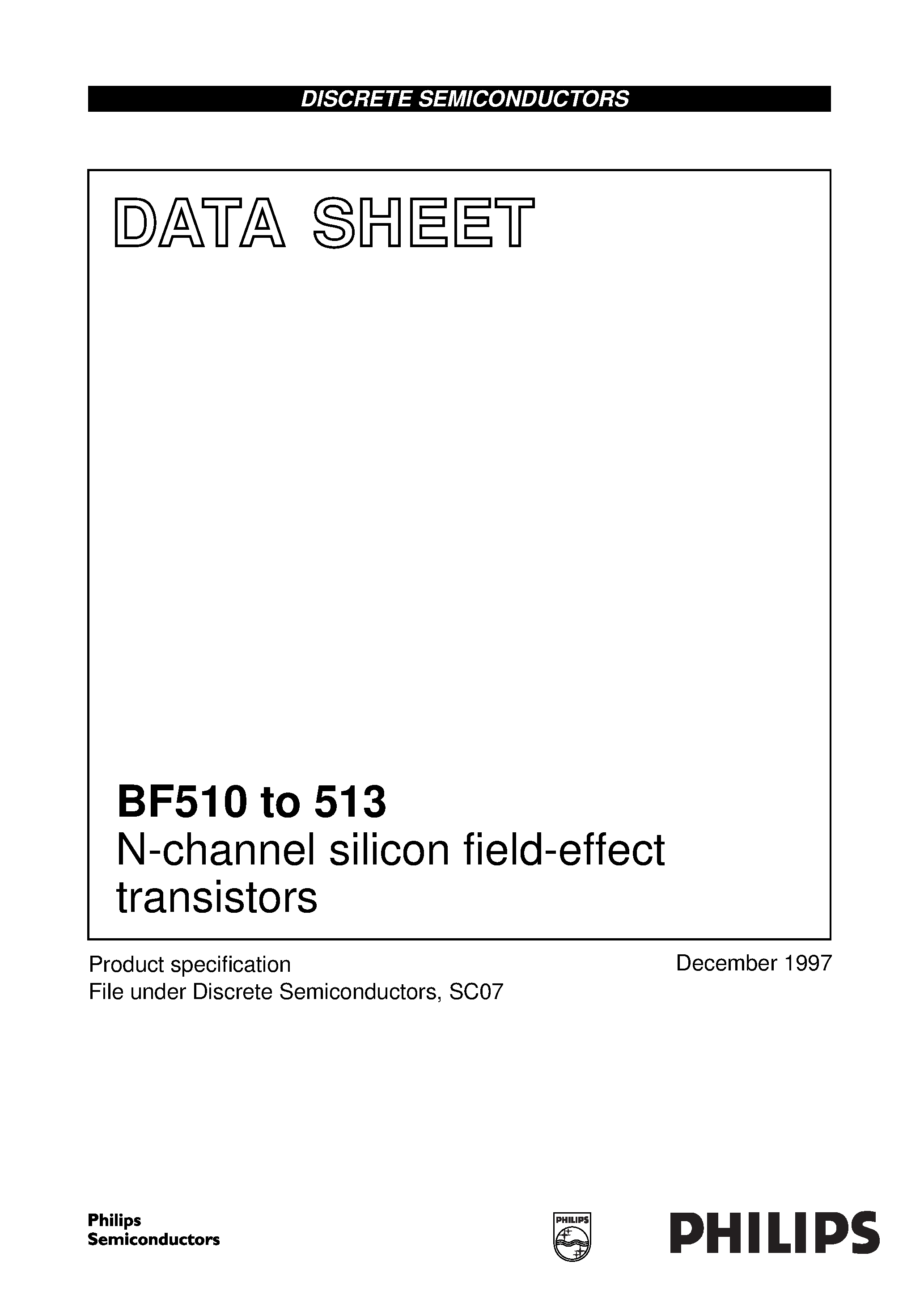 Даташит BF511 - N-channel silicon field-effect transistors страница 1