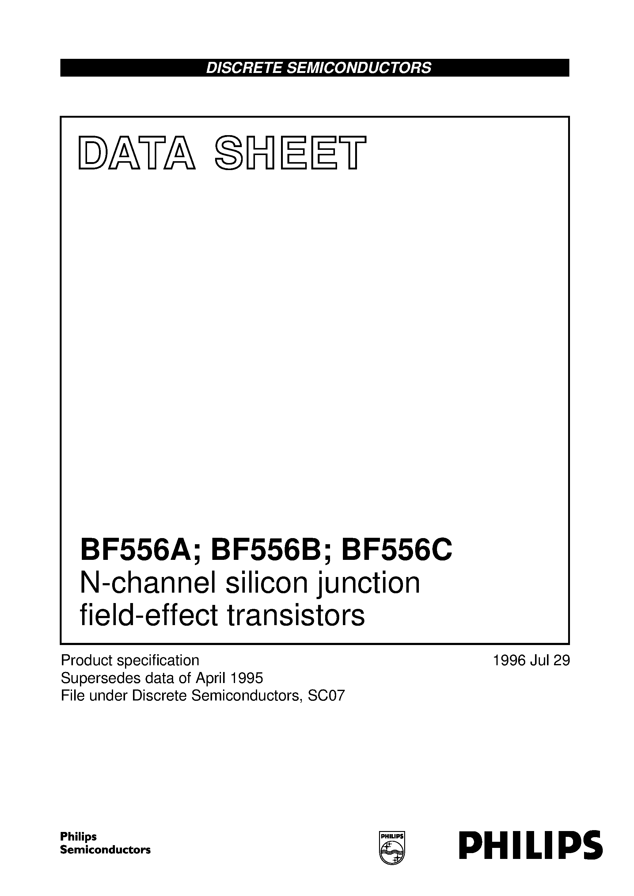 Даташит на микросхему BF556C страница 1 Даташит BF556C - N-channel silicon junction field-effect transistors страница 1