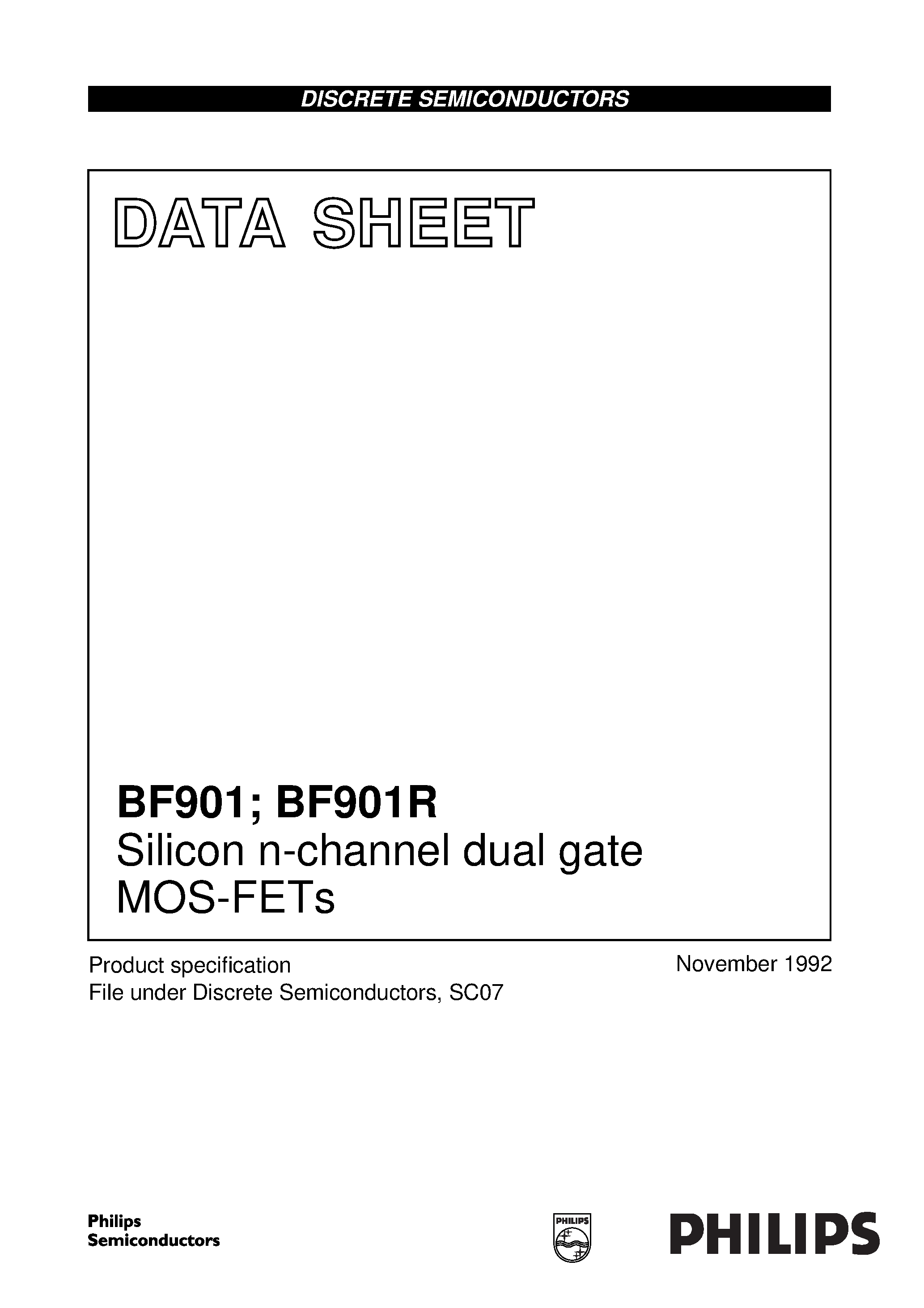 Datasheet BF901R - Silicon n-channel dual gate MOS-FETs page 1