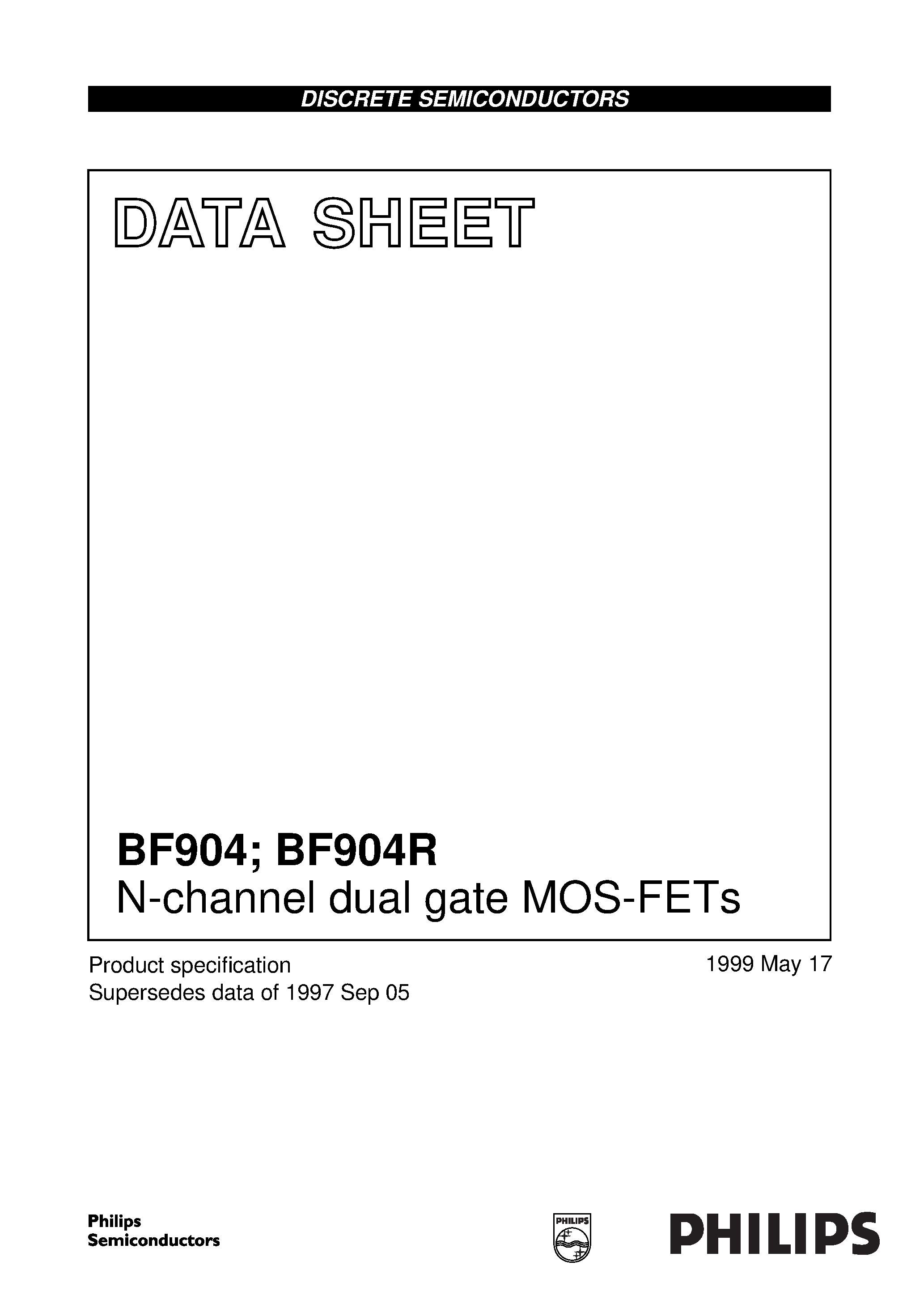 Datasheet BF904 - N-channel dual gate MOS-FETs page 1