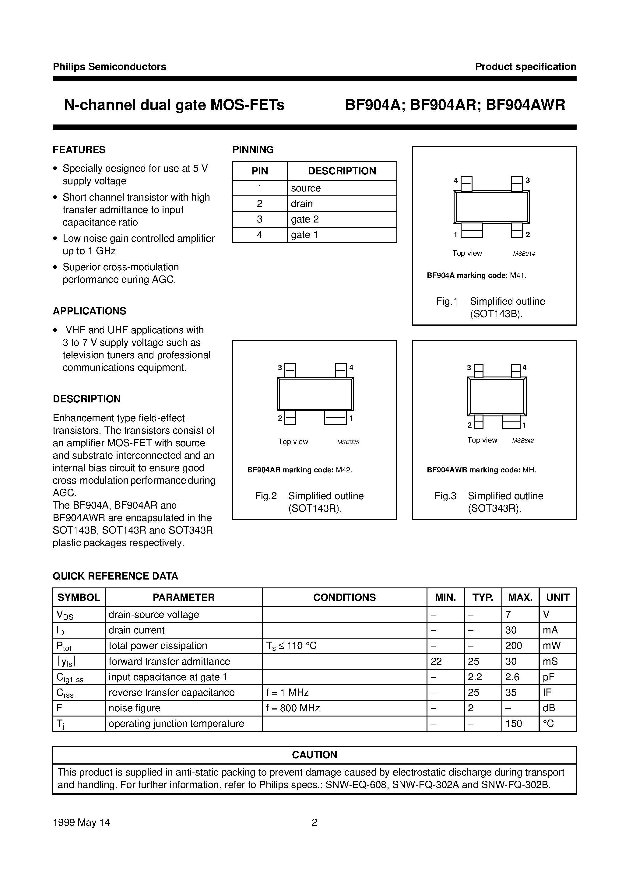 Datasheet BF904A - N-channel dual gate MOS-FETs page 2