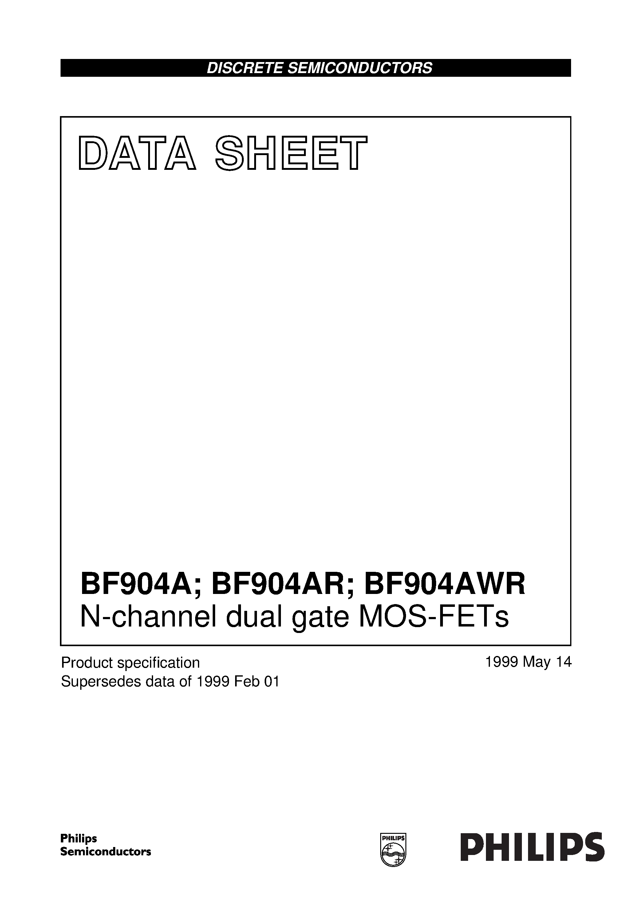 Datasheet BF904AWR - N-channel dual gate MOS-FETs page 1