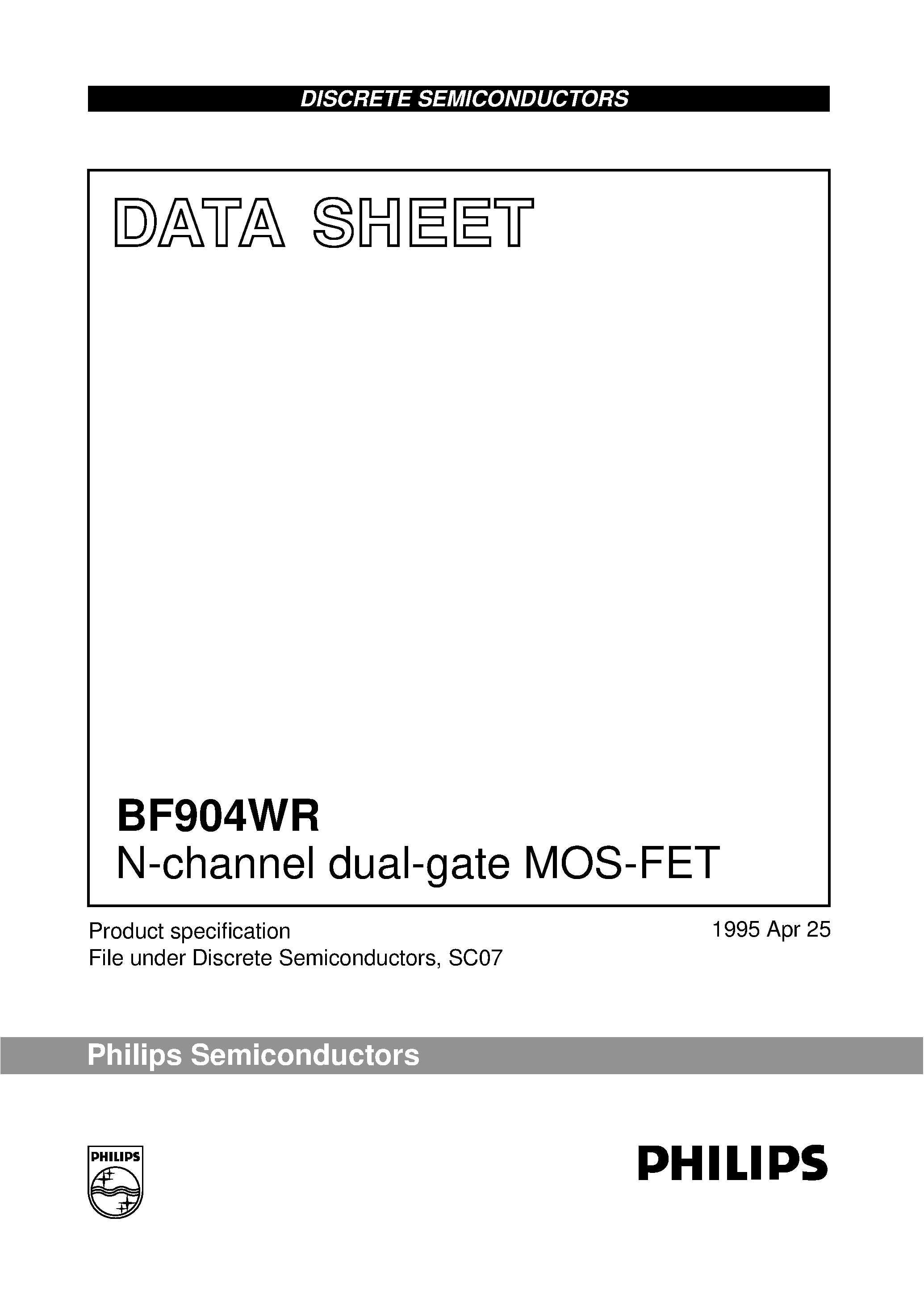 Datasheet BF904WR - N-channel dual-gate MOS-FET page 1