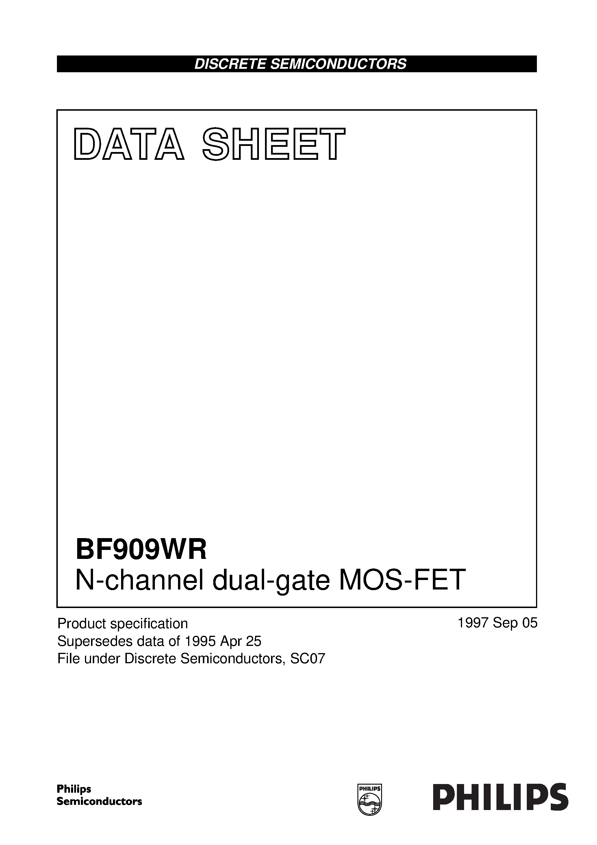 Datasheet BF909WR - N-channel dual-gate MOS-FET page 1