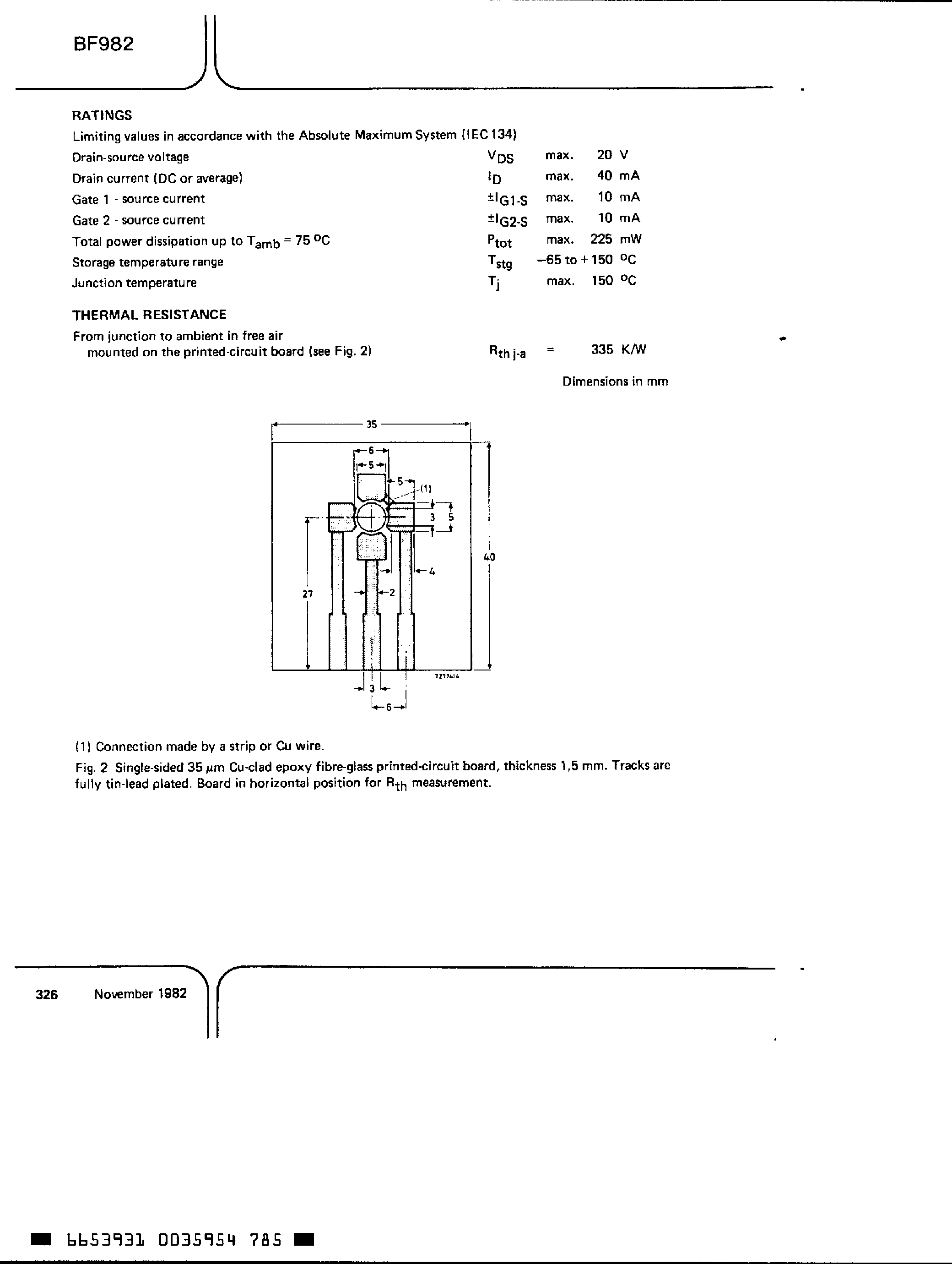Datasheet BF982 - SILICON N-CHANNEL DUAL GATE MOS-FET page 2