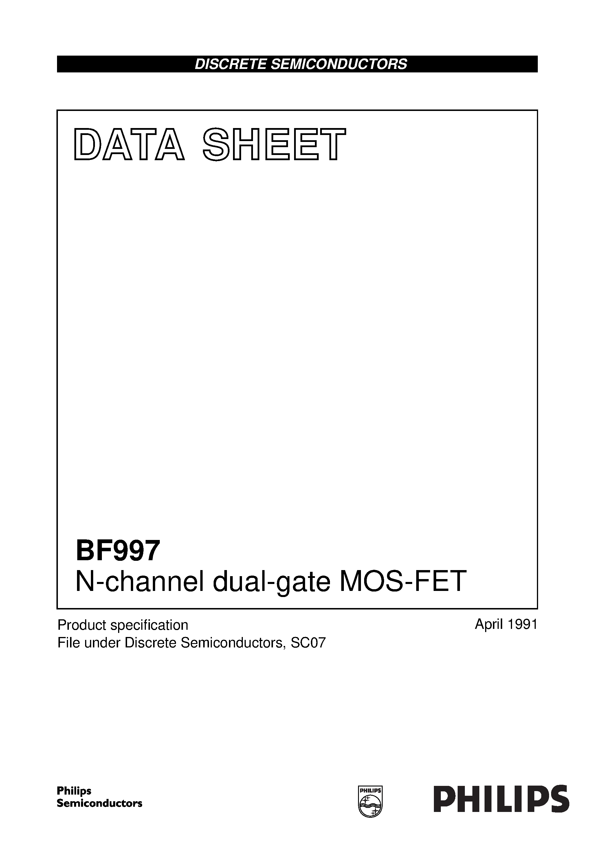 Datasheet BF997 - N-channel dual-gate MOS-FET page 1