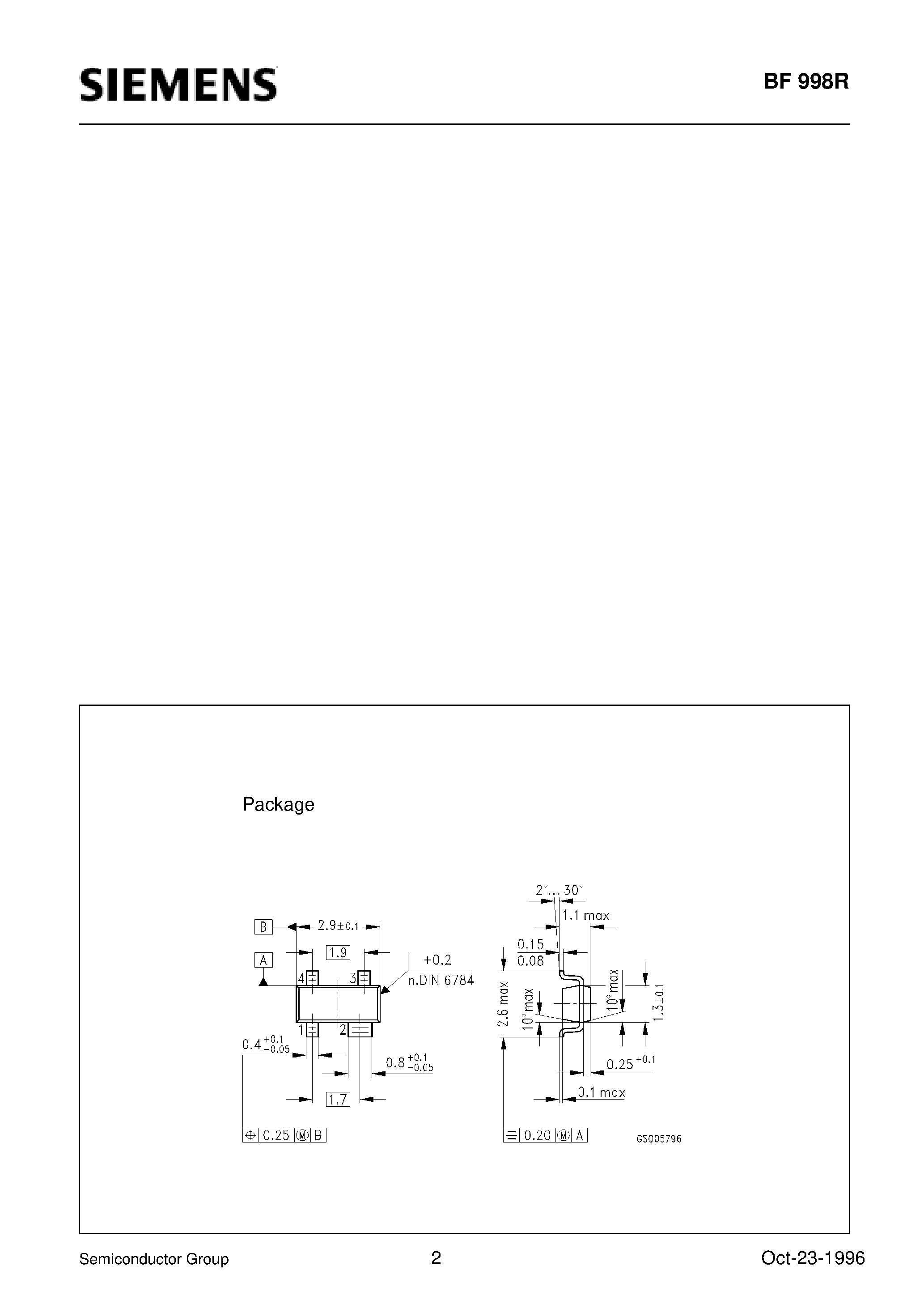 Даташит BF998R - Silicon N-Channel MOSFET Tetrode (Short-channel transistor with high S/C quality factor) страница 2