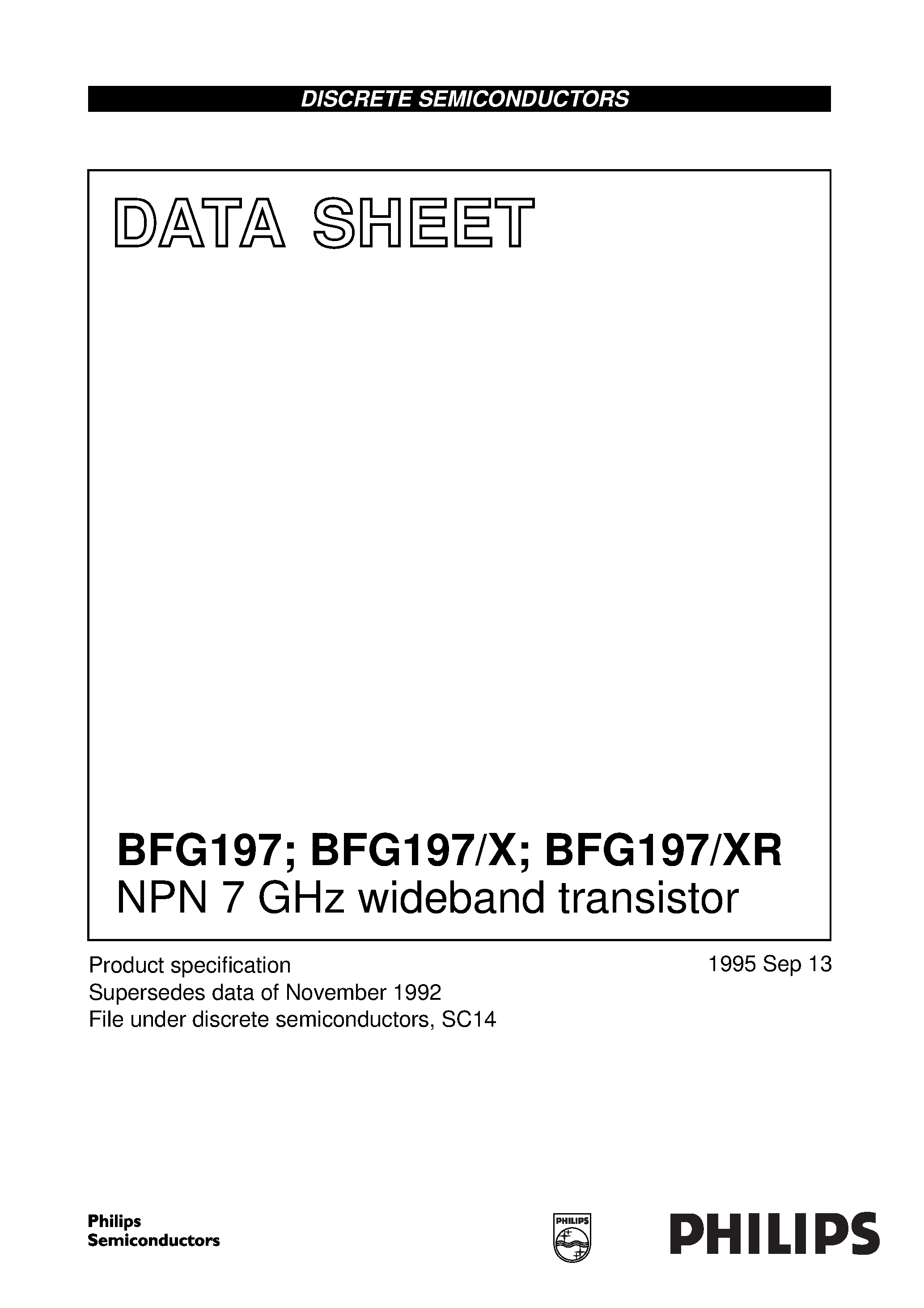 Datasheet BFG197 - NPN 7 GHz wideband transistor page 1