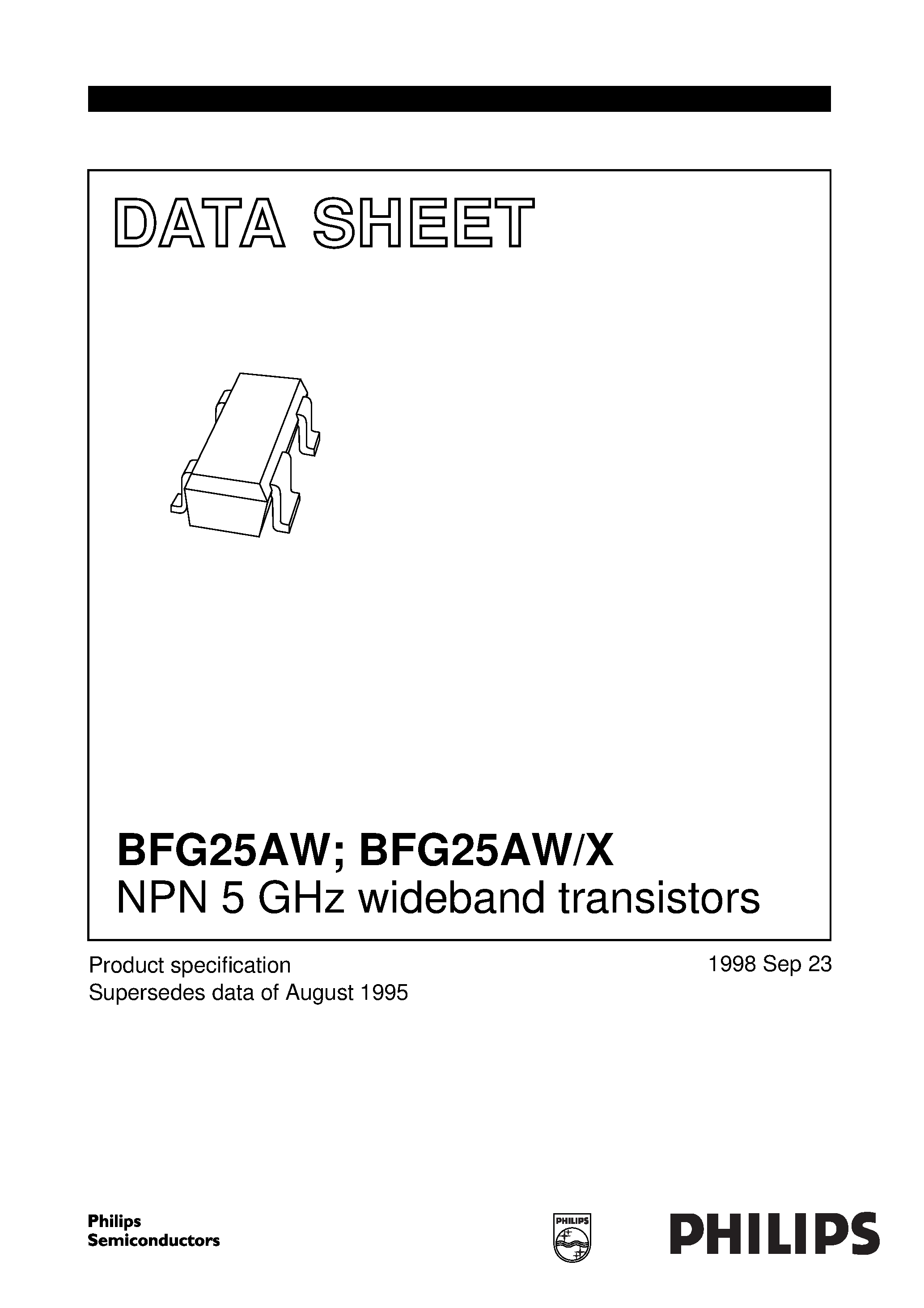 Даташит на микросхему BFG25AW страница 1 Даташит BFG25AW - NPN 5 GHz wideband transistors страница 1