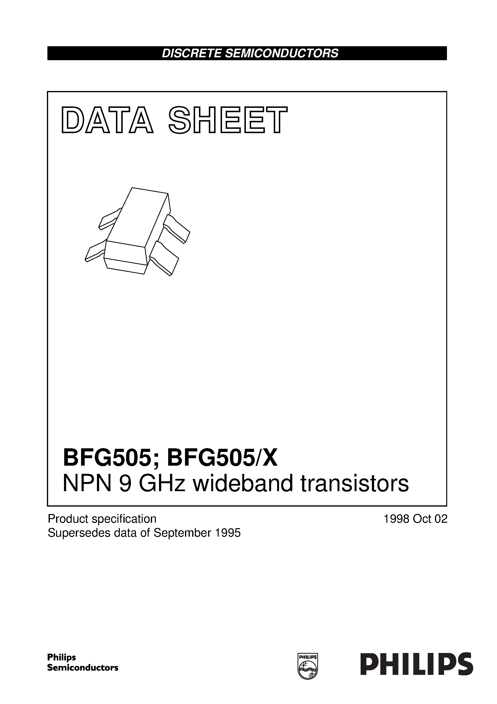 Даташит BFG505 - NPN 9 GHz wideband transistors страница 1