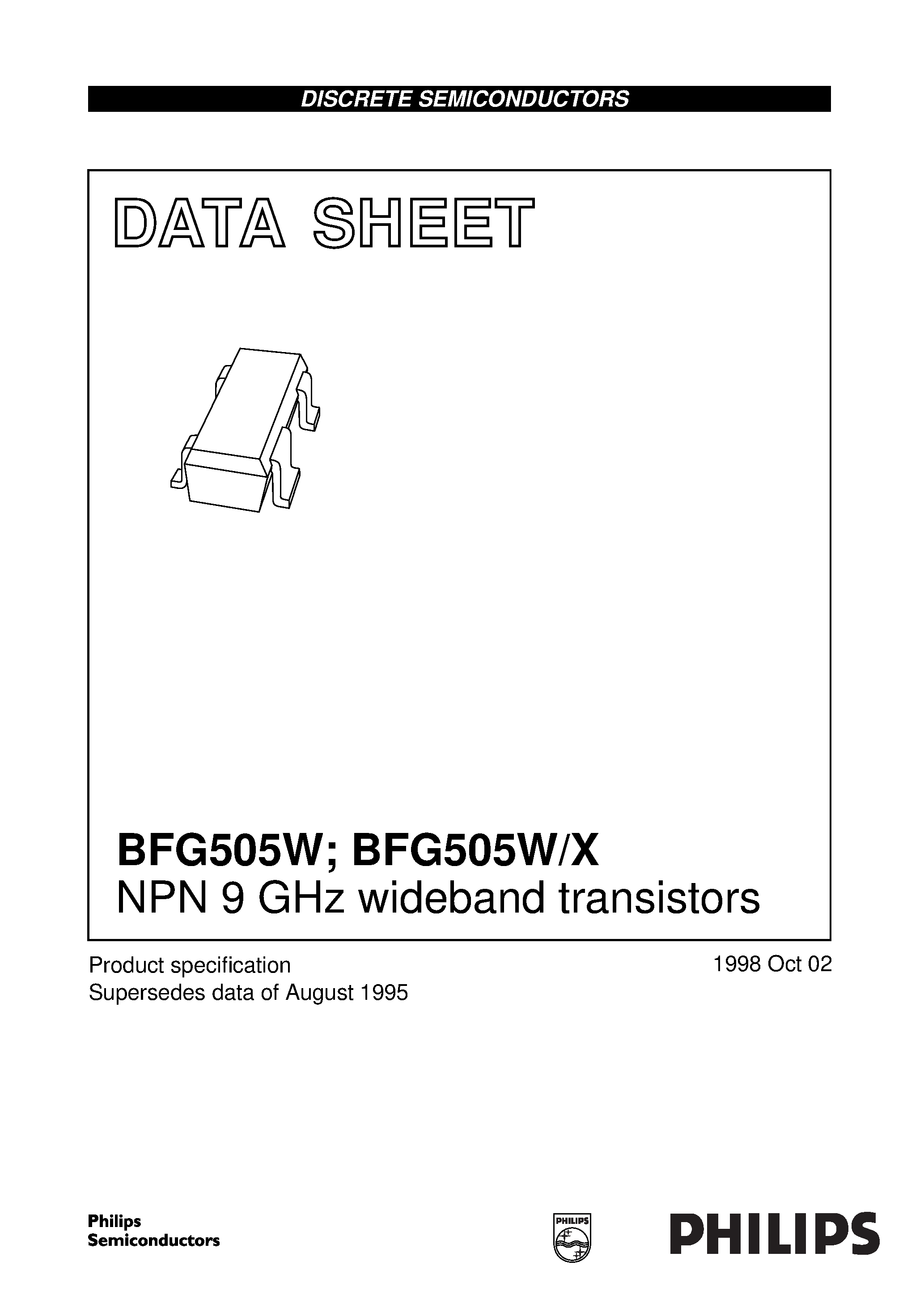 Даташит BFG505W - NPN 9 GHz wideband transistors страница 1
