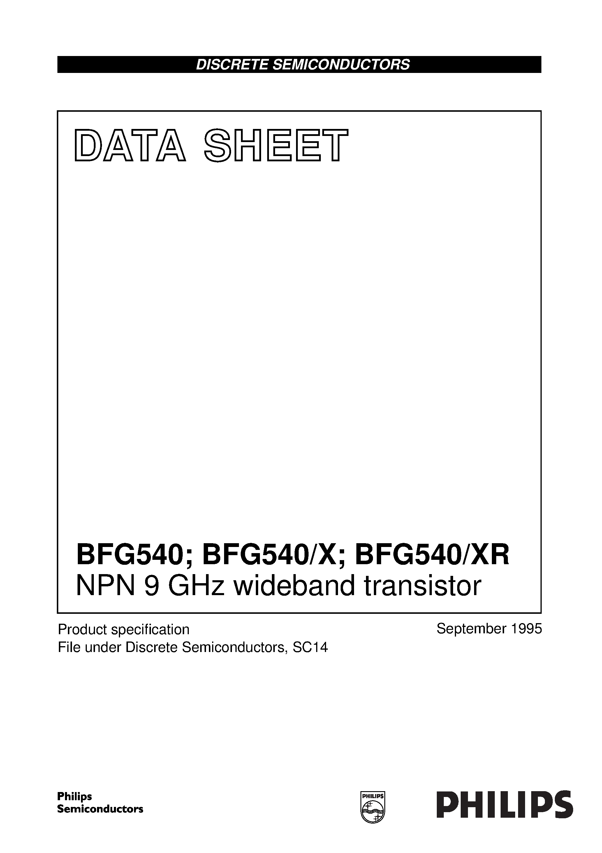 Даташит BFG540 - NPN 9 GHz wideband transistor страница 1