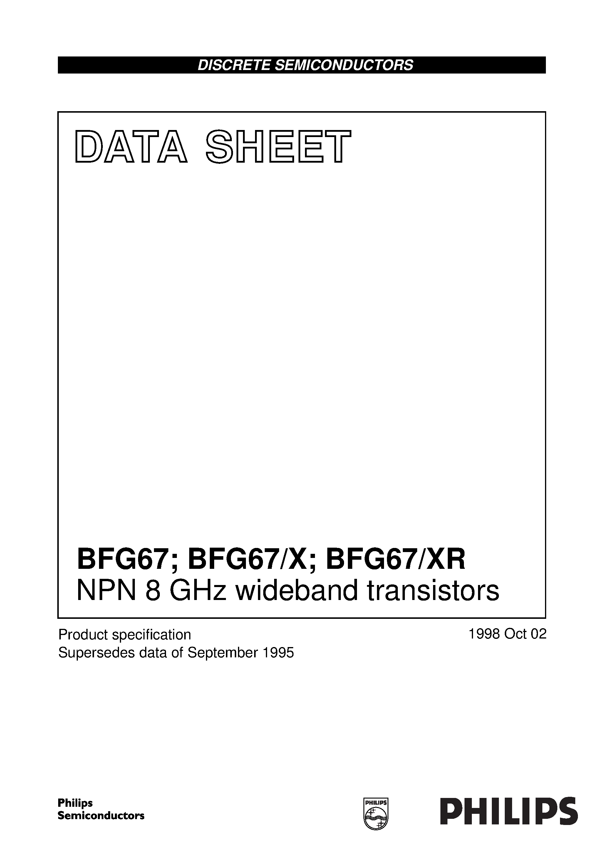 Даташит на микросхему BFG67 страница 1 Даташит BFG67 - NPN 8 GHz wideband transistors страница 1