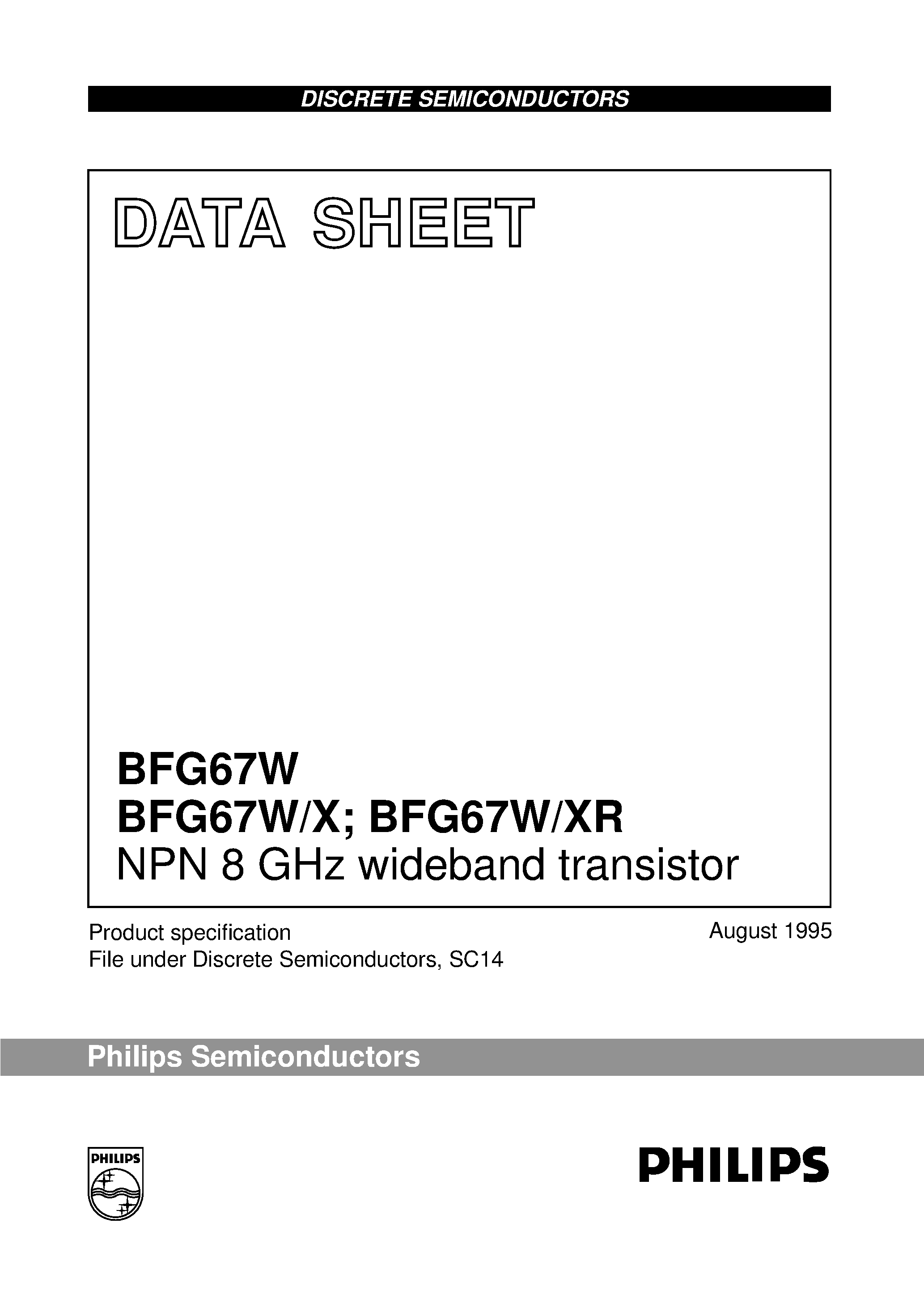 Даташит на микросхему BFG67W страница 1 Даташит BFG67W - NPN 8 GHz wideband transistor страница 1