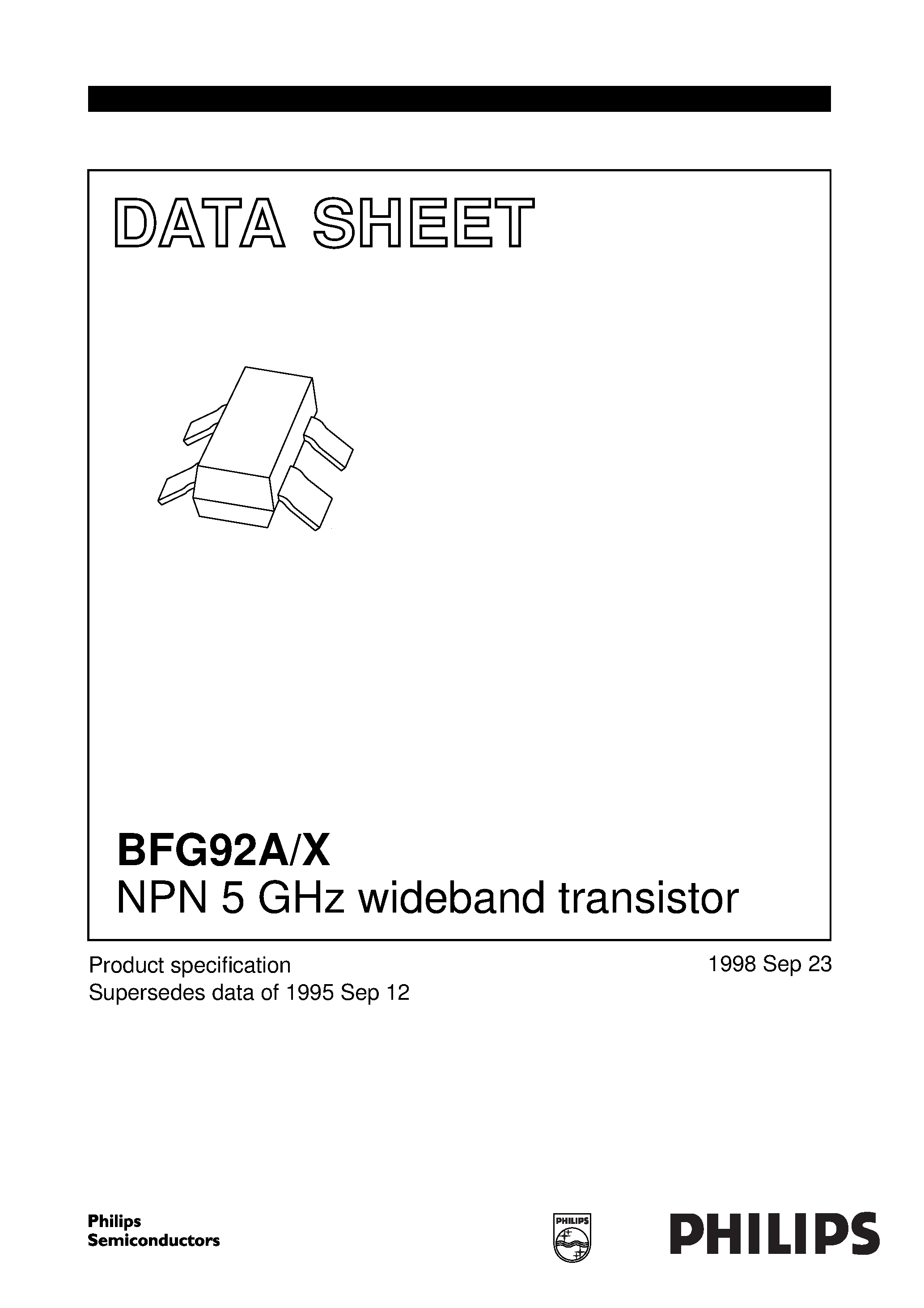Datasheet BFG92A/X page 1 Datasheet BFG92A/X - NPN 5 GHz wideband transistor page 1