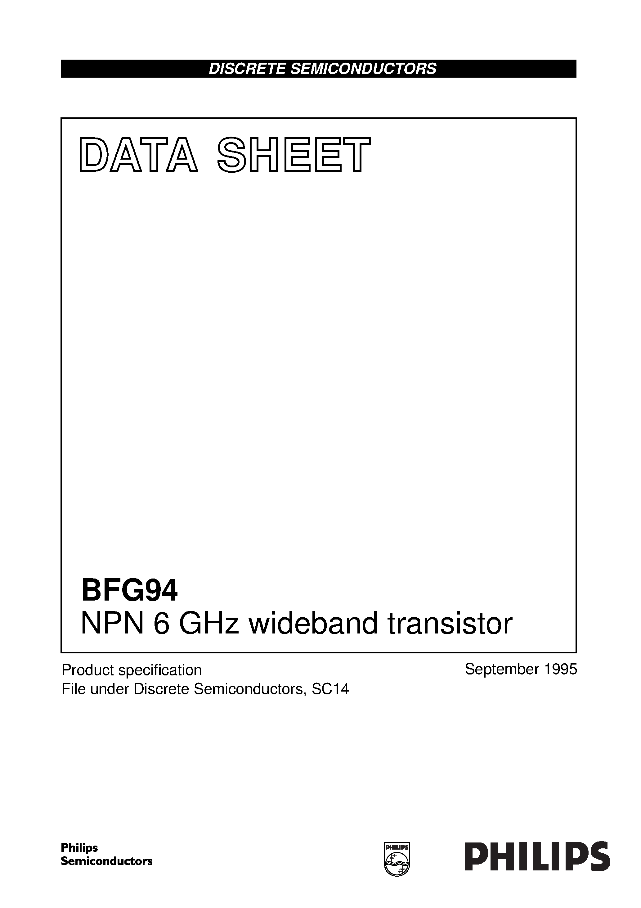 Datasheet BFG94 - NPN 6 GHz wideband transistor page 1
