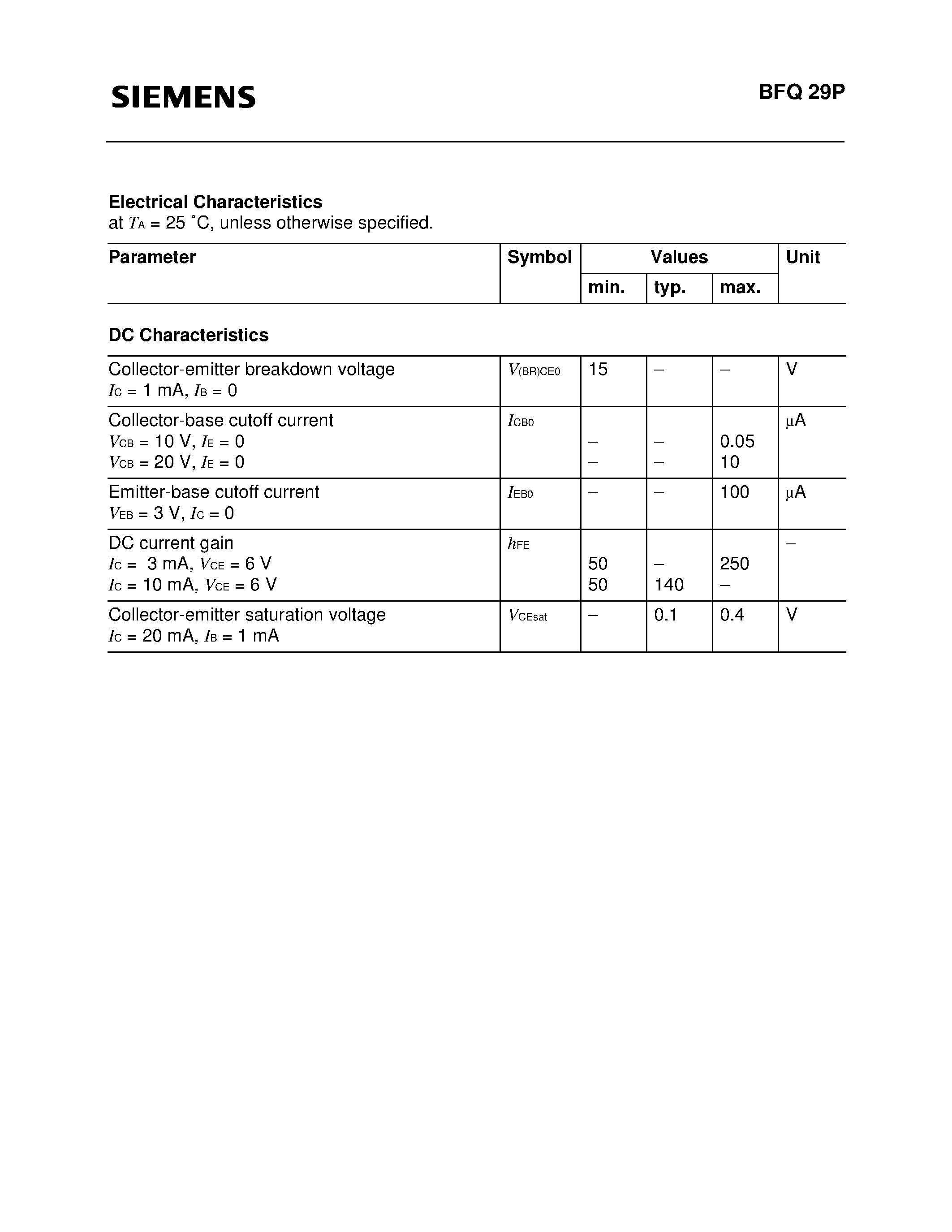Datasheet BFQ29 - NPN Silicon RF Transistor (For low-noise IF and broadband amplifiers up to 1 GHz at collector currents from 1 mA to 20 mA.) page 2