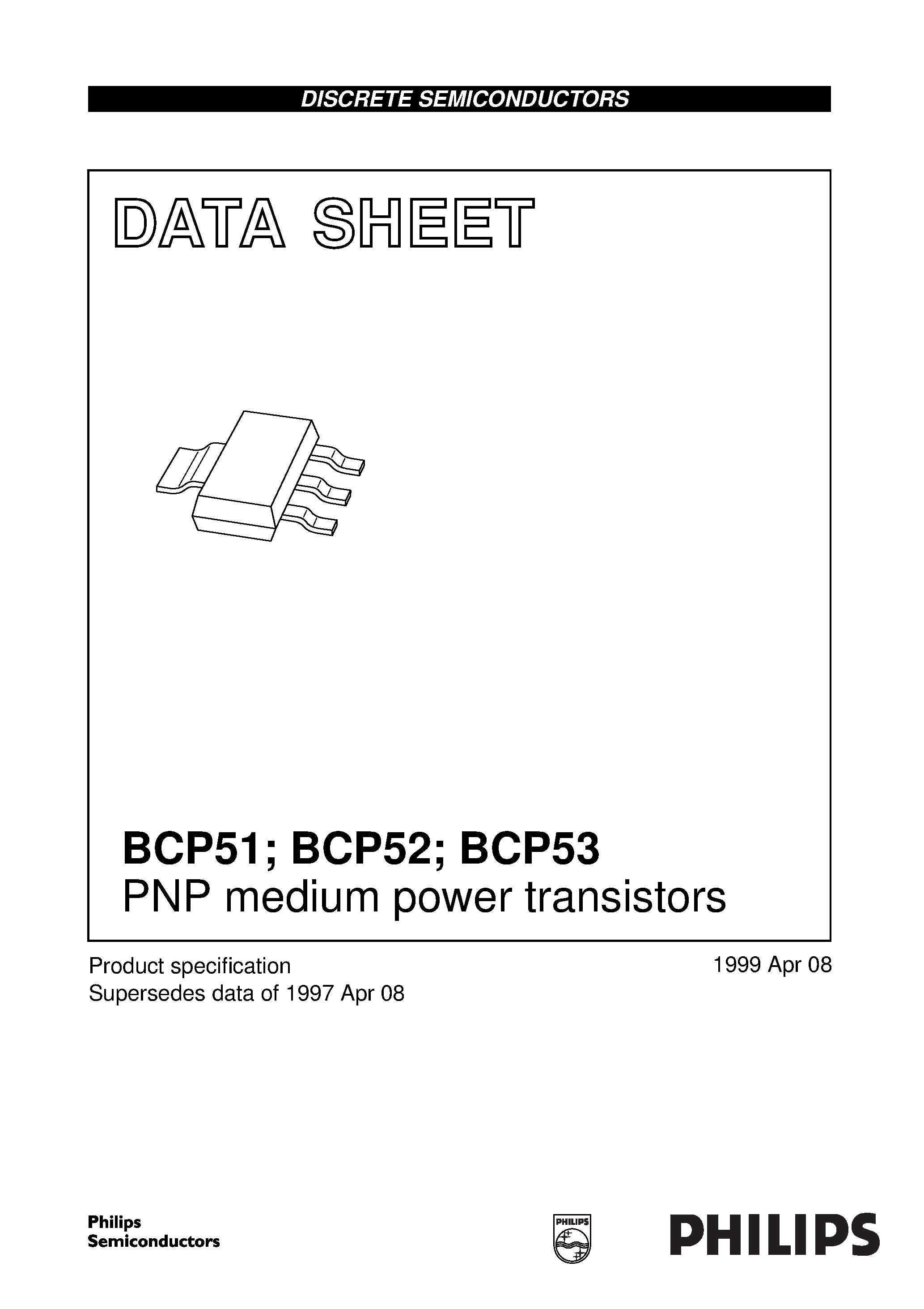 Даташит BCP53 - PNP medium power transistors страница 1