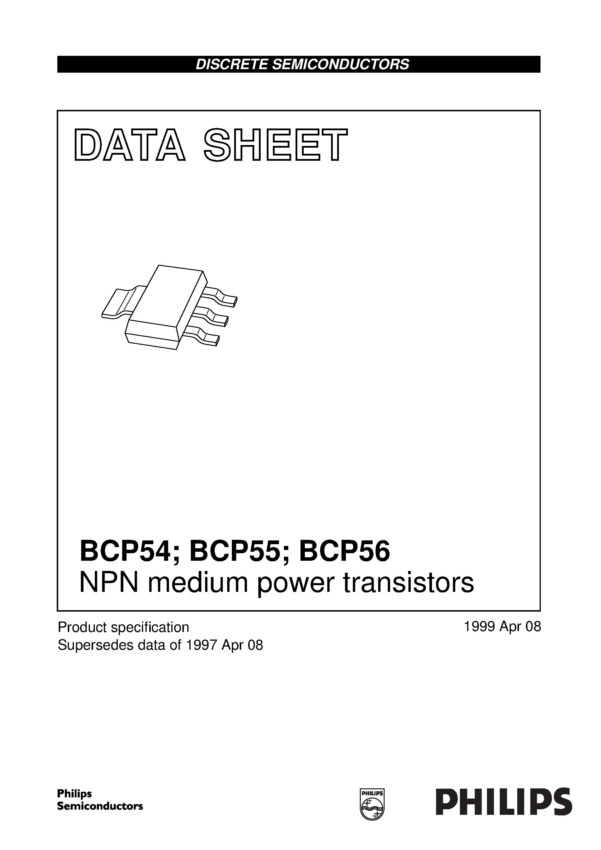 Даташит BCP54 - NPN medium power transistors страница 1