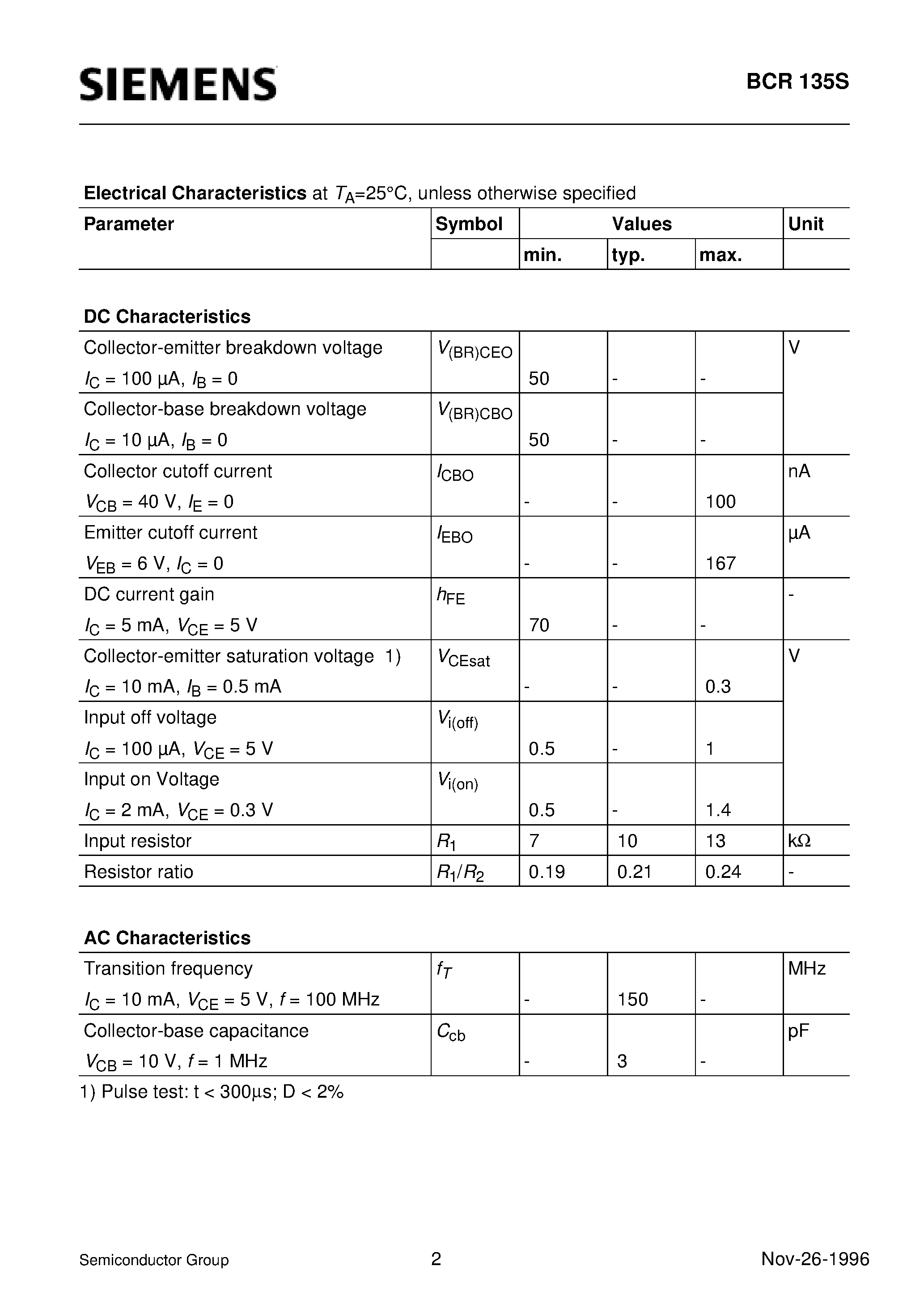 Даташит на микросхему BCR135S страница 2 Даташит BCR135S - NPN Silicon Digital Transistor Array (Switching circuit/ inverter/ interface circuit/ driver circuit) страница 2