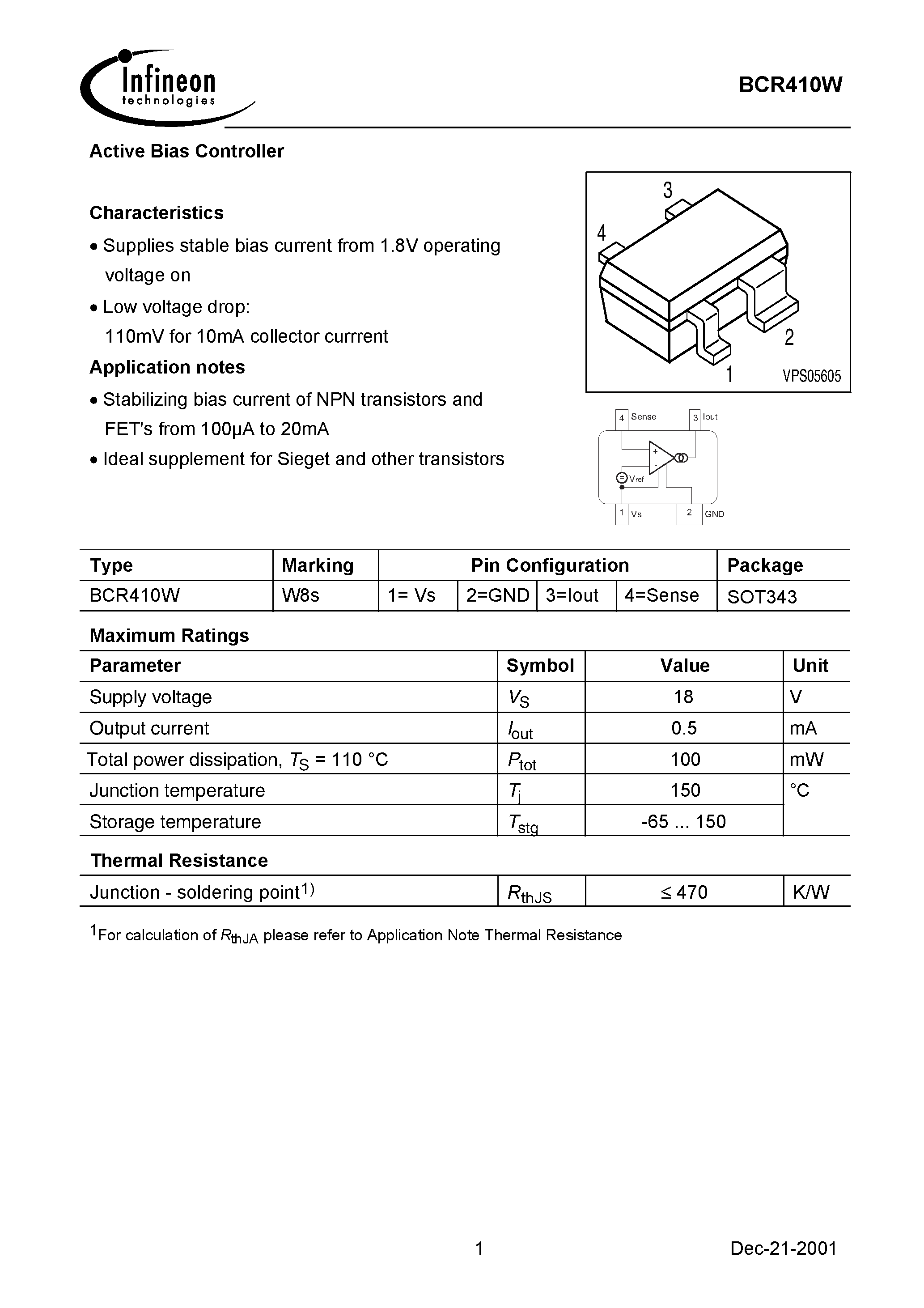 Даташит BCR410 - Active Bias Controller страница 1