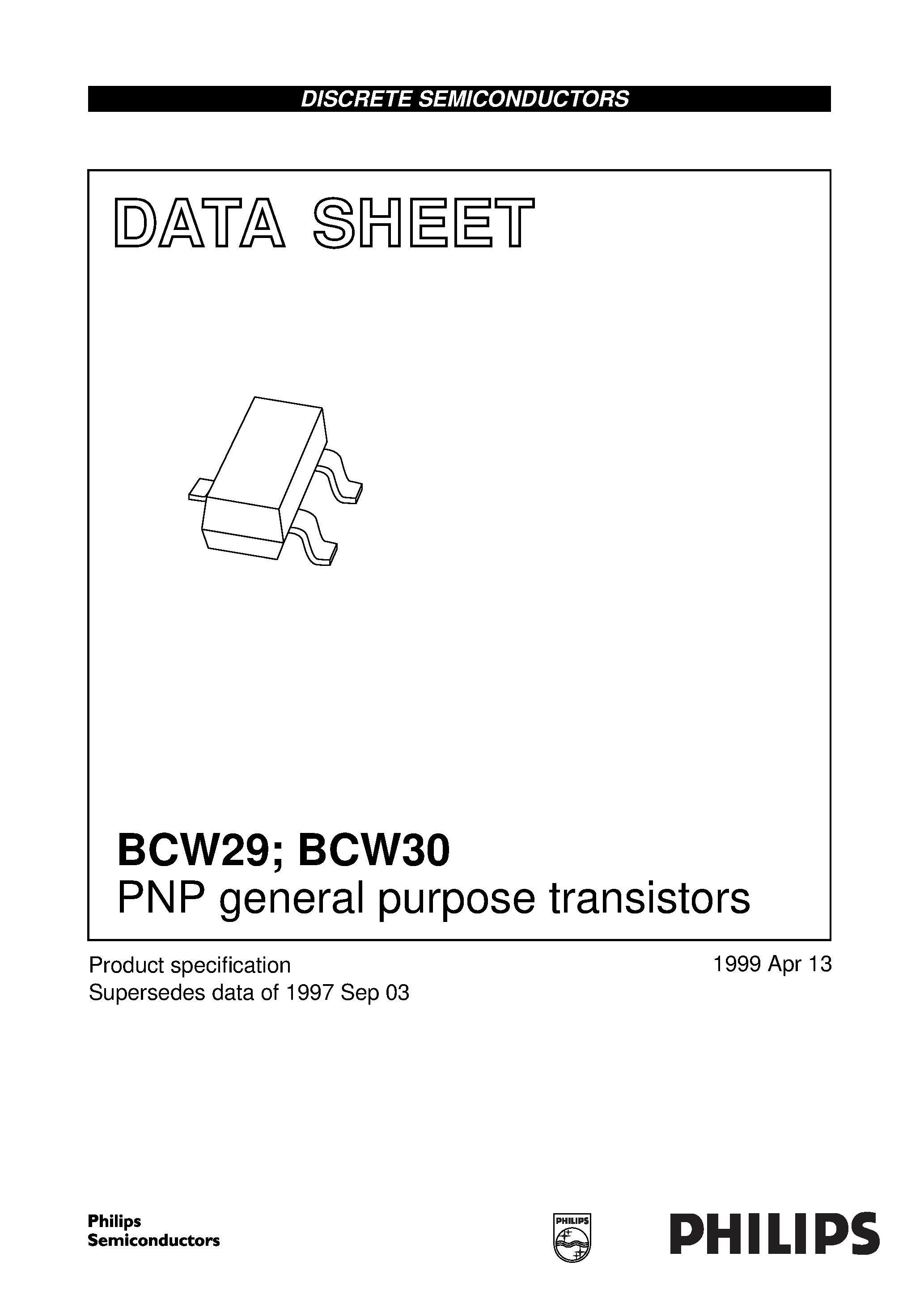 Datasheet BCW29 page 1 Datasheet BCW29 - PNP general purpose transistors page 1
