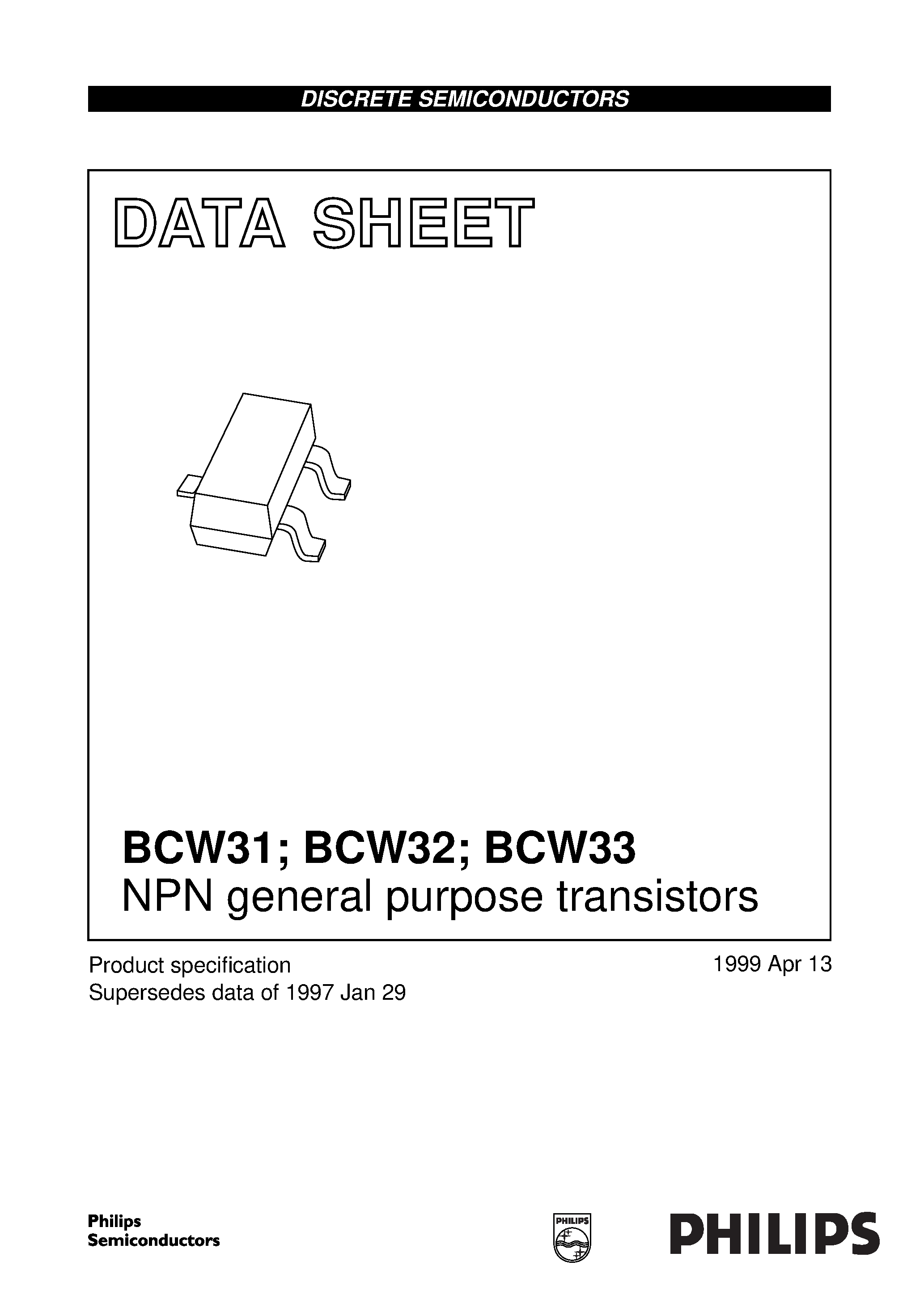 Даташит BCW31 - NPN general purpose transistors страница 1