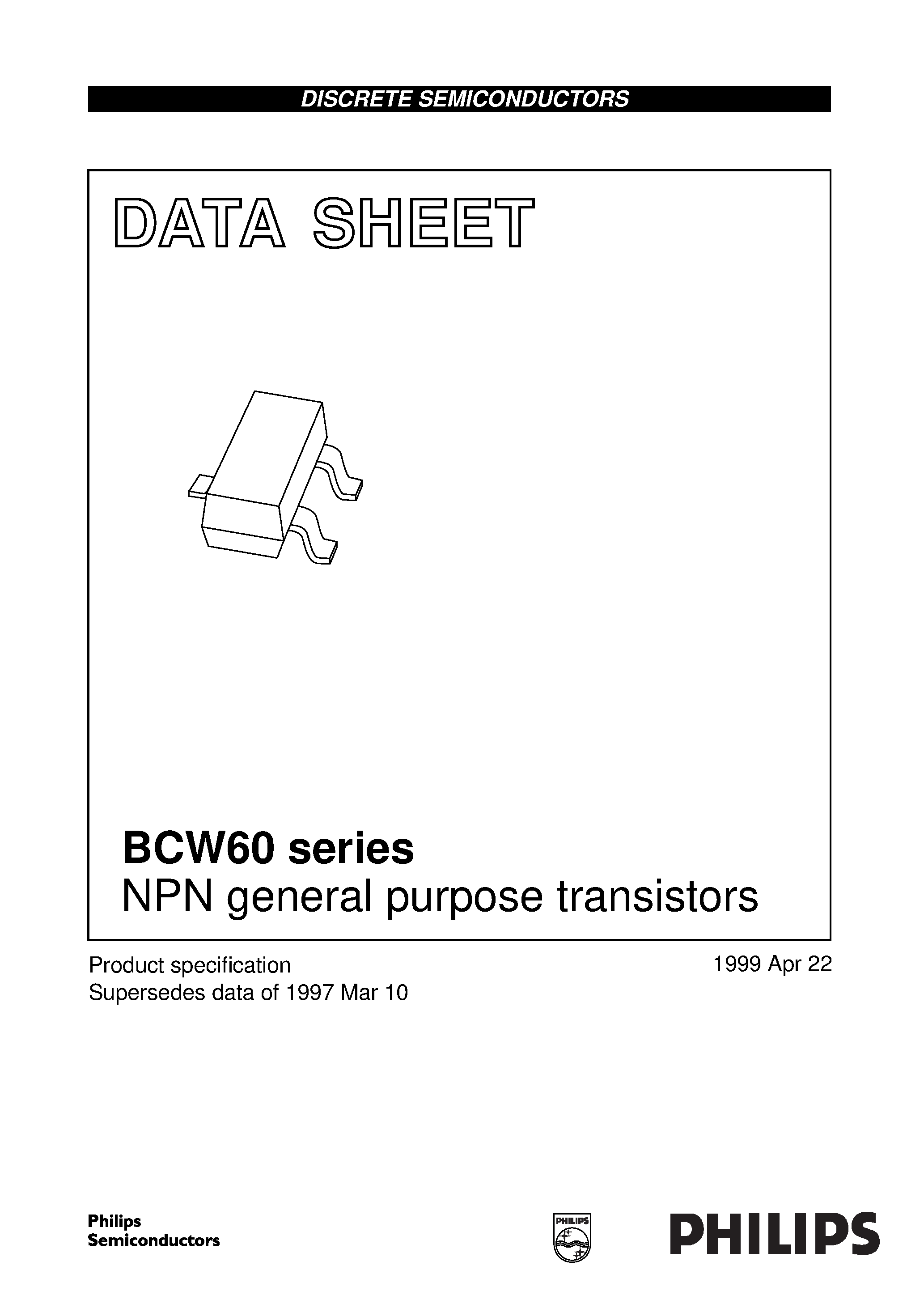 Даташит BCW60 - NPN general purpose transistors страница 1