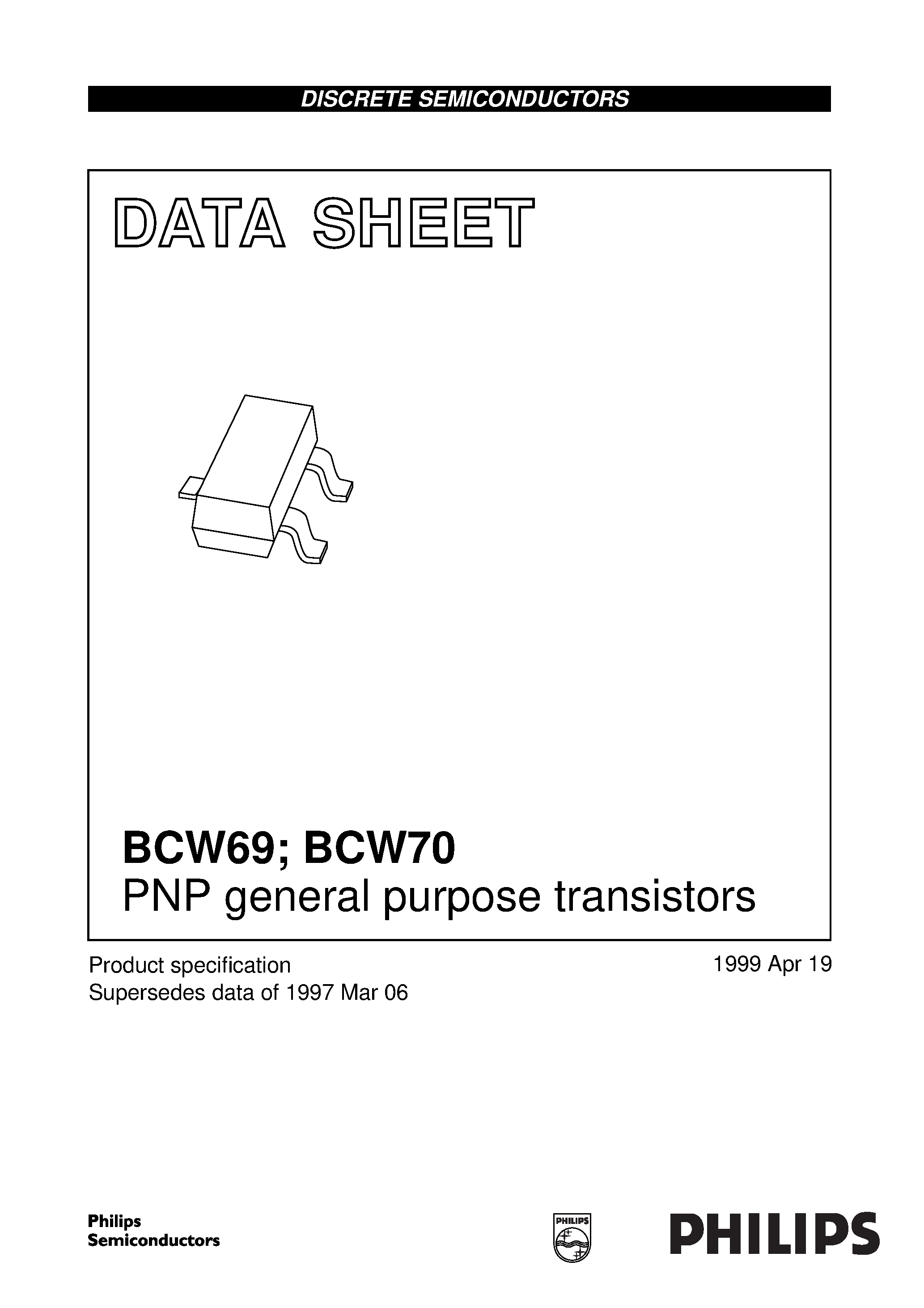 Даташит BCW70 - PNP general purpose transistors страница 1