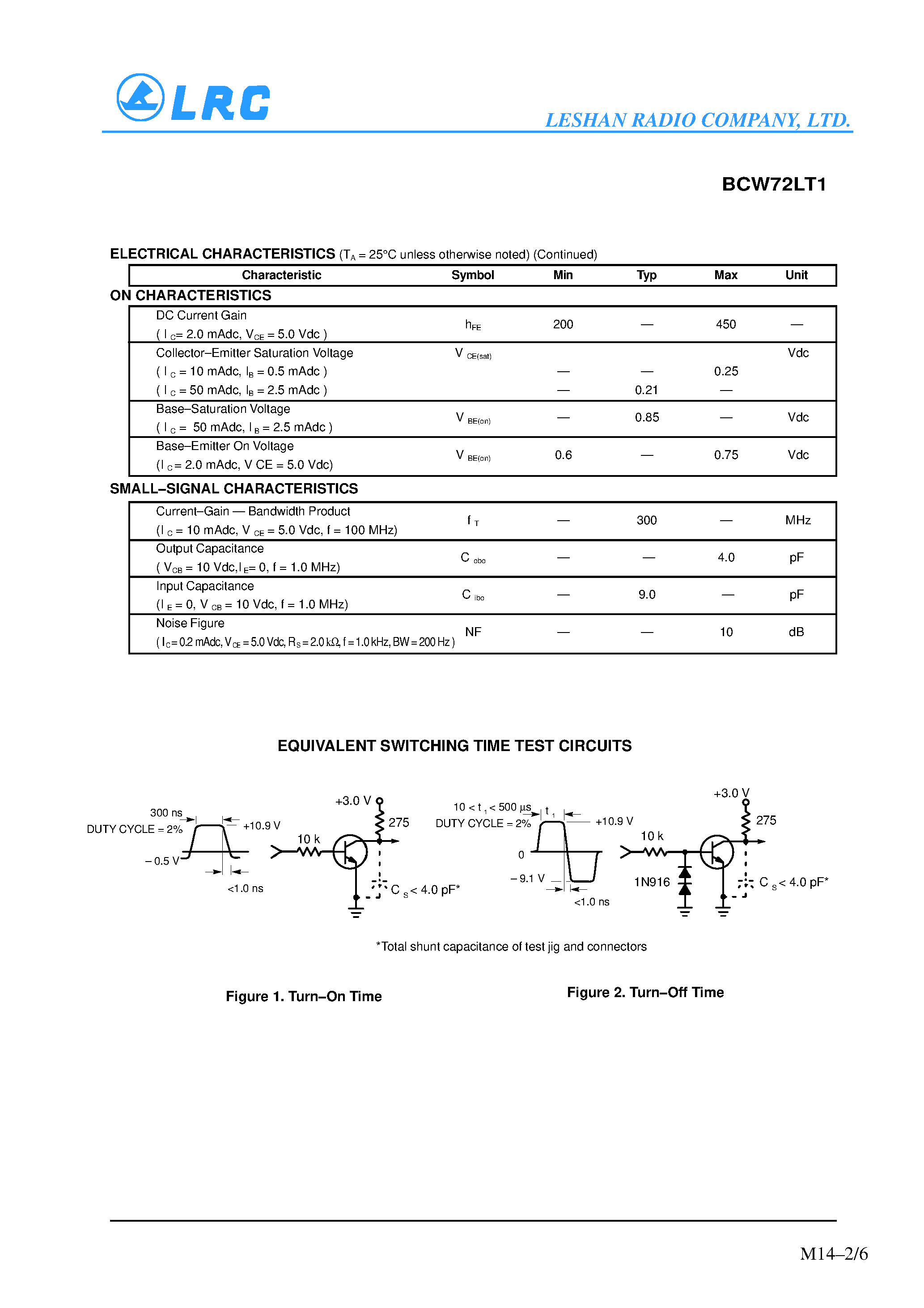 Даташит BCW73LT1 - General Purpose Transistors(NPN Silicon) страница 2