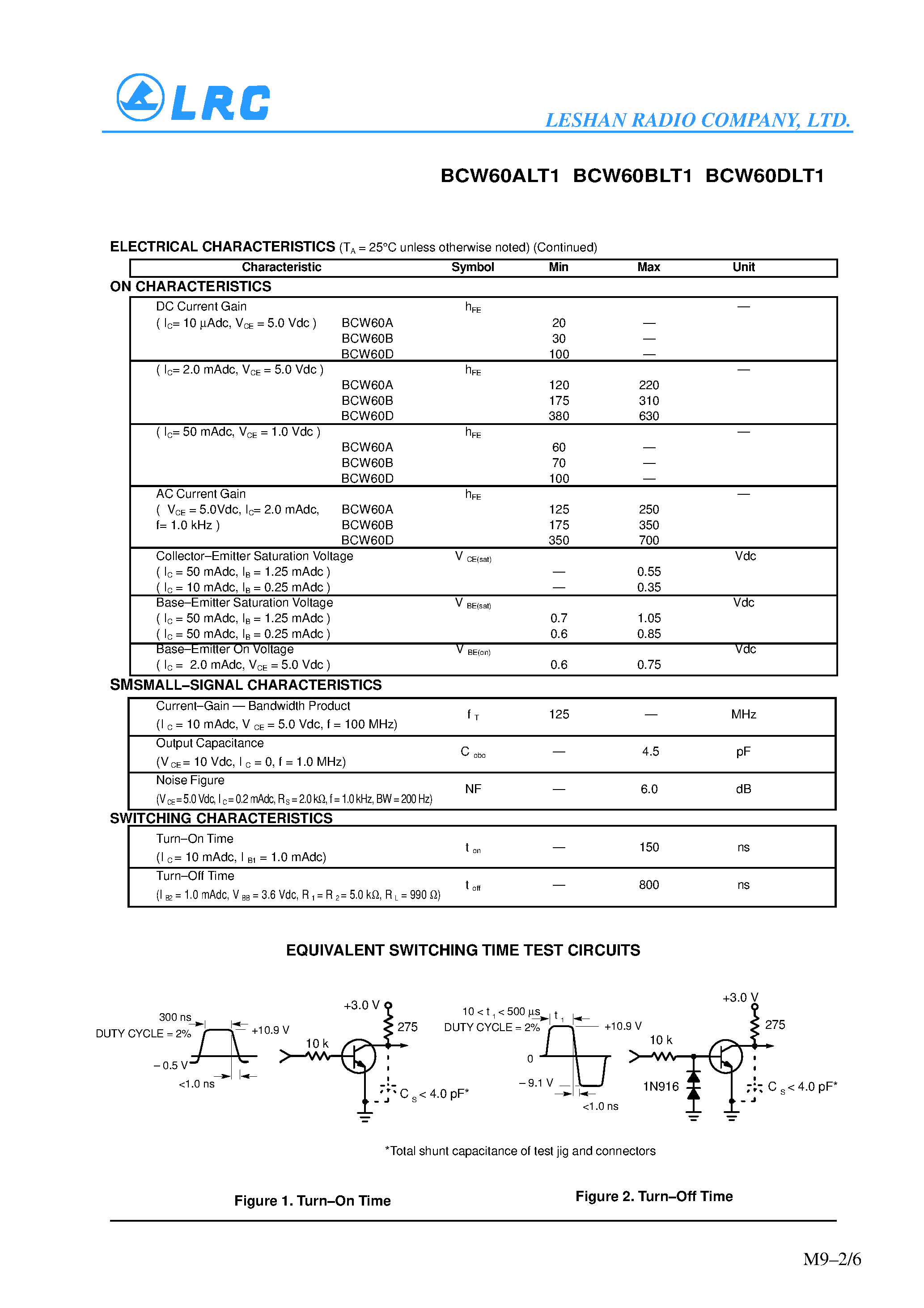 Datasheet BCWALT1 - General Purpose Transistors(NPN Silicon) page 2