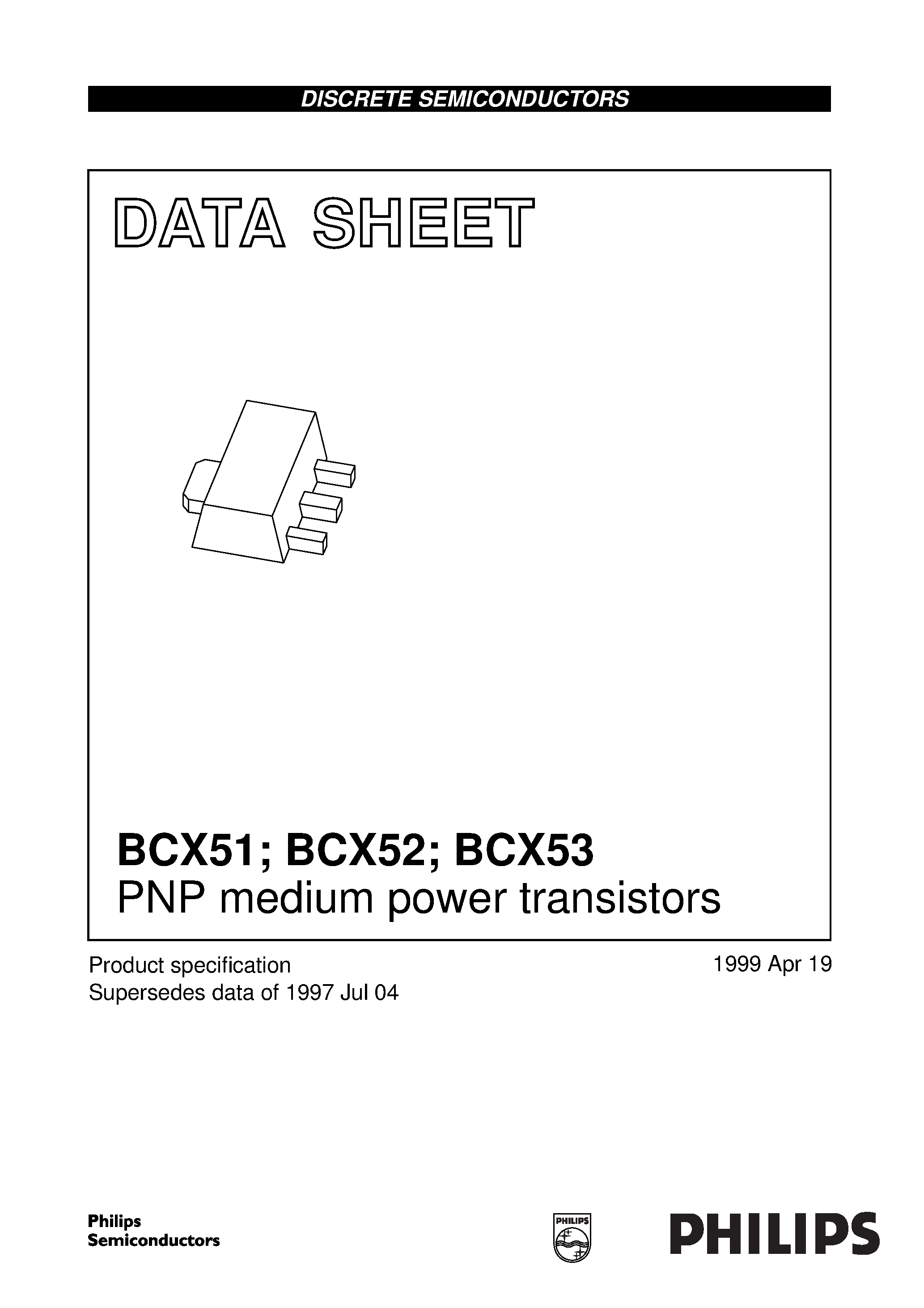 Datasheet BCX51-16 - PNP medium power transistors page 1