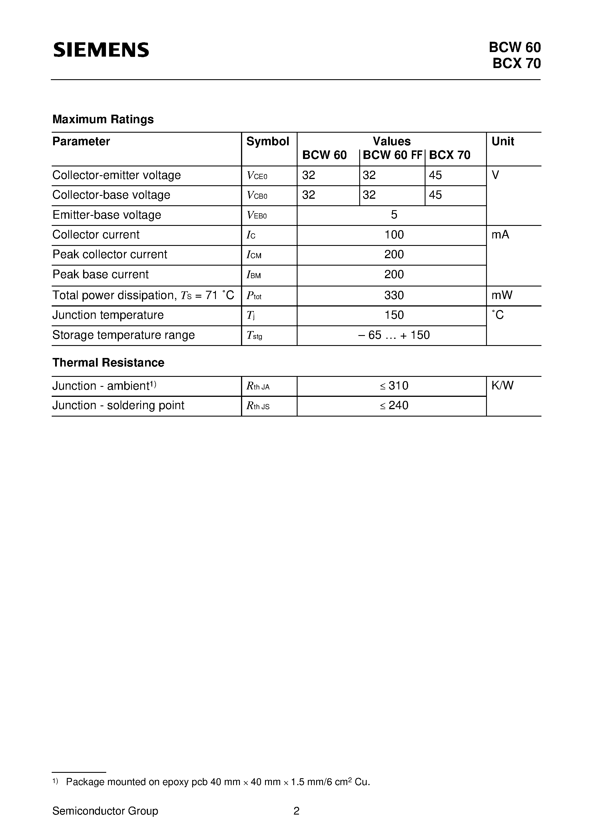 Даташит BCX70K - NPN Silicon AF Transistors (For AF input stages and driver applications High current gain) страница 2