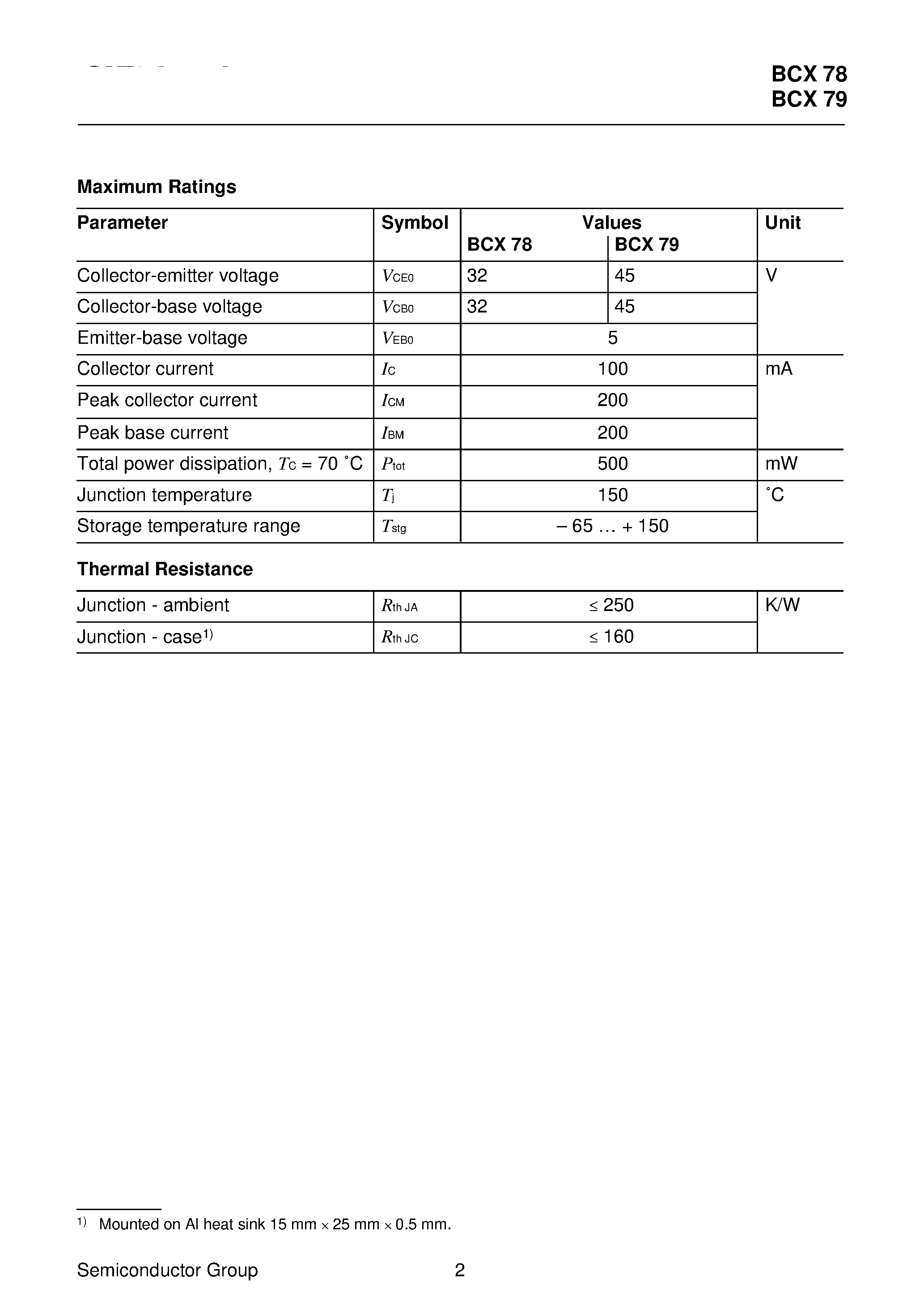 Datasheet BCX78-VII - PNP Silicon AF Transistors (High current gain Low collector-emitter saturation voltage) page 2