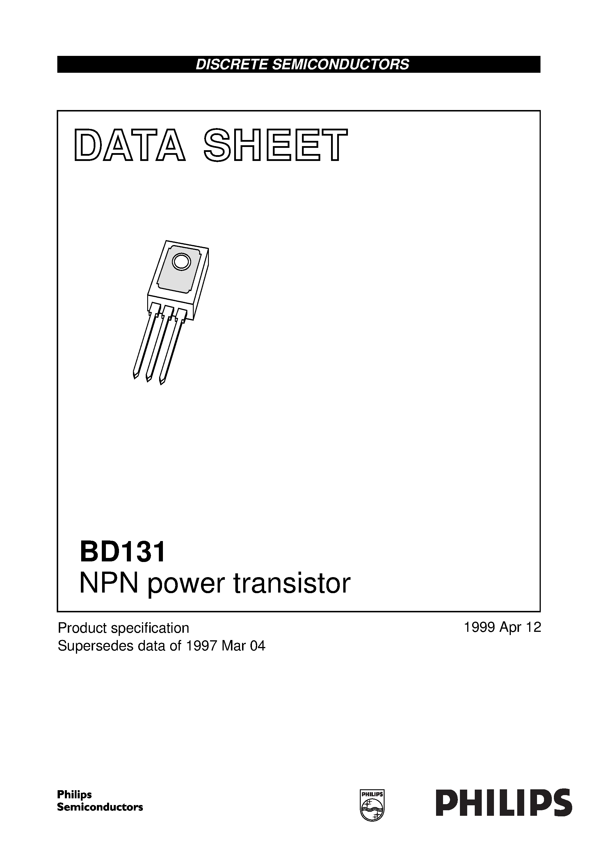 Datasheet BD131 page 1 Datasheet BD131 - NPN power transistor page 1