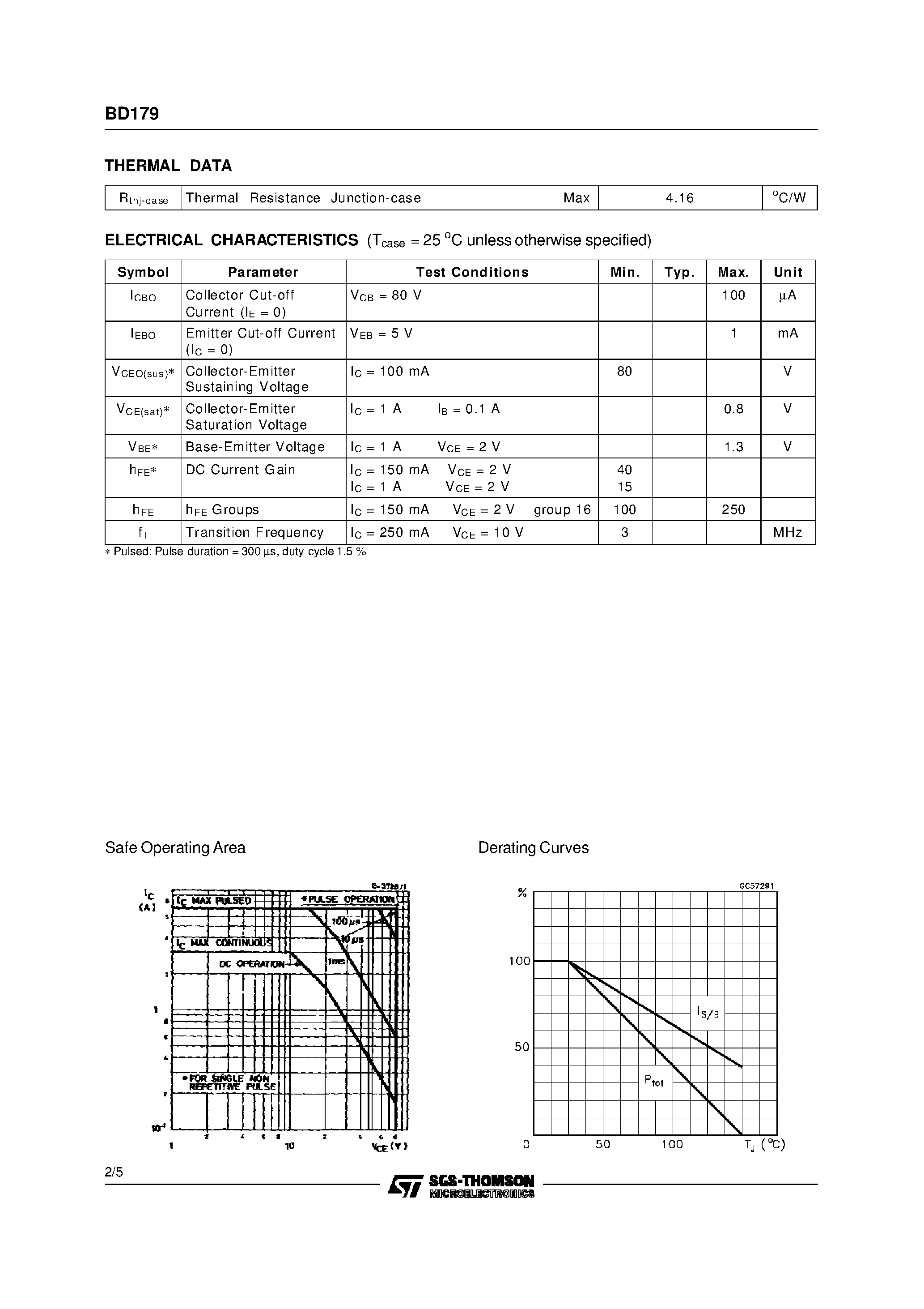 Datasheet BD179 page 2 Datasheet BD179 - NPN SILICON TRANSISTOR page 2
