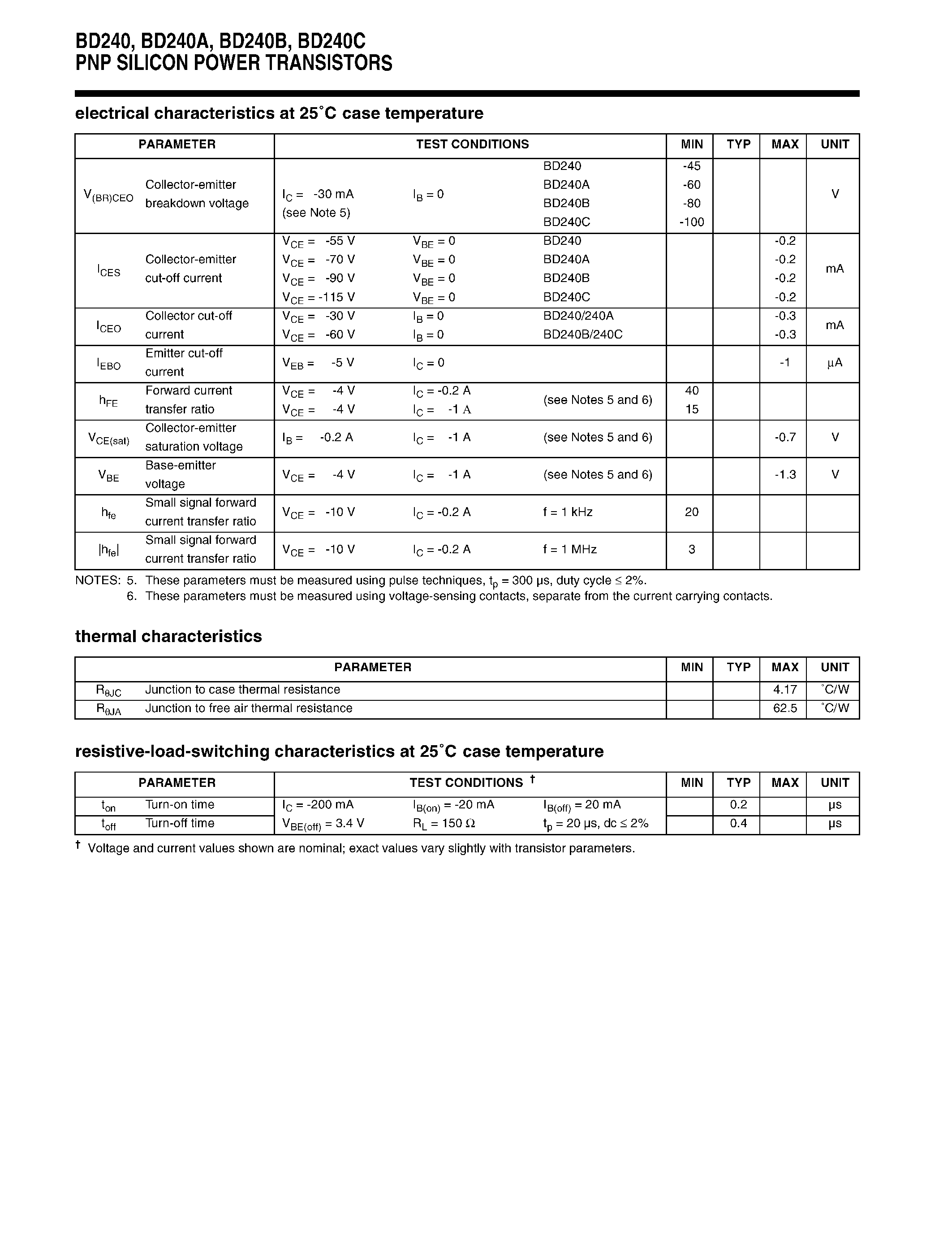 Даташит BD240B - PNP SILICON POWER TRANSISTORS страница 2