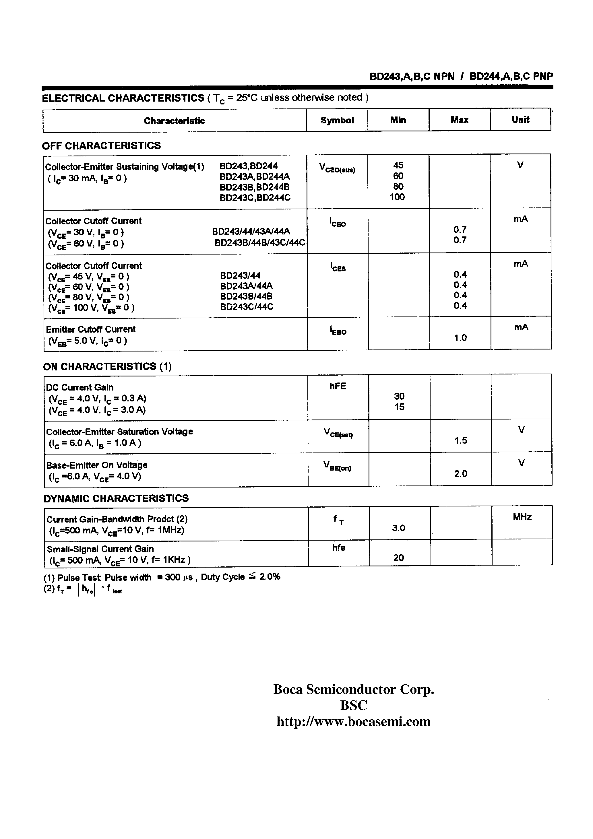 Даташит BD243A - COMPLEMENTARY SILICON PLASTIC POWER TRANSISTORS страница 2