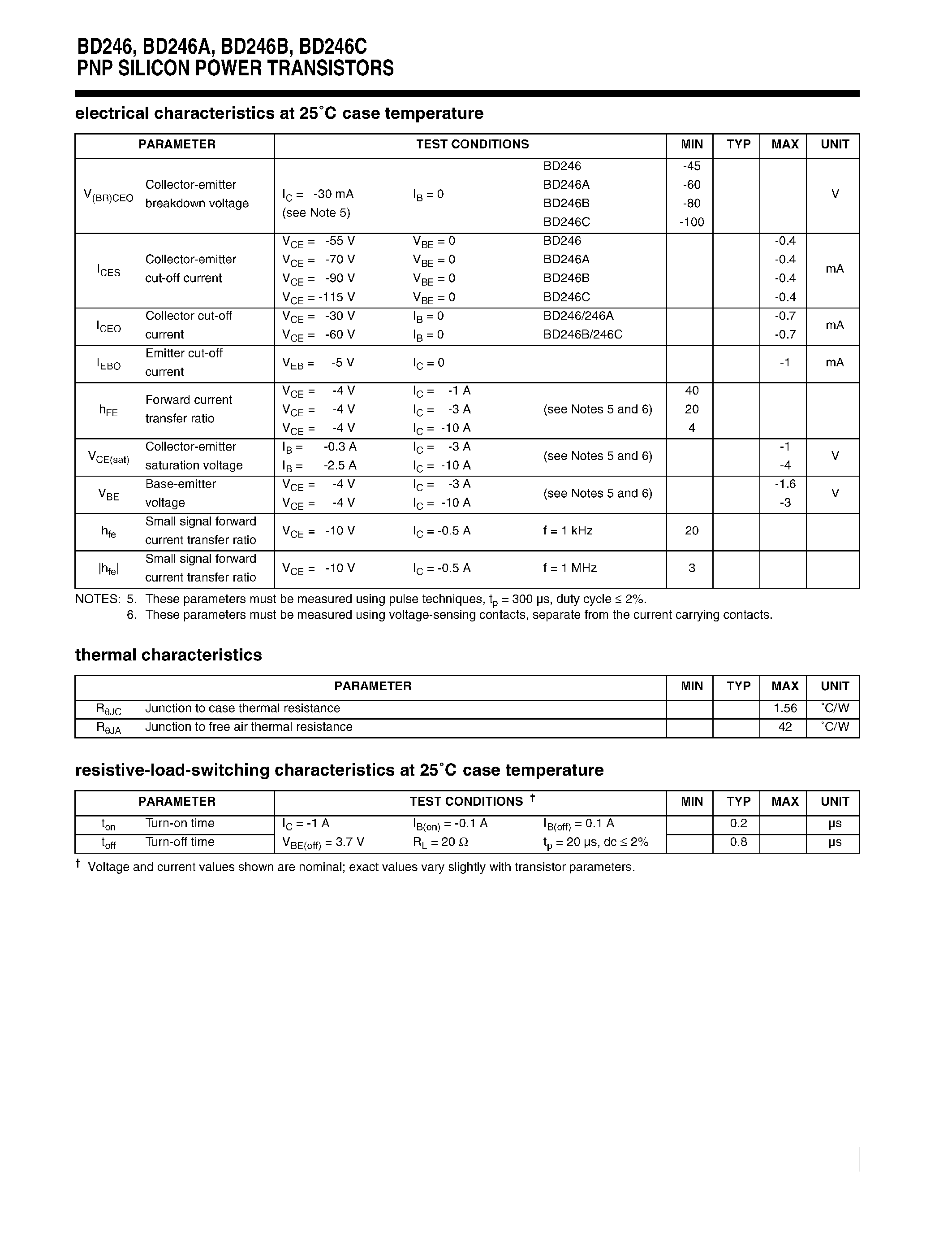 Даташит BD246B - PNP SILICON POWER TRANSISTORS страница 2